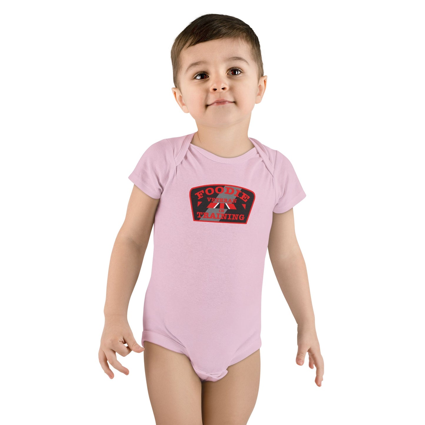 L.O.E.F Foodie Veteran In Training Baby Bodysuit (Red)