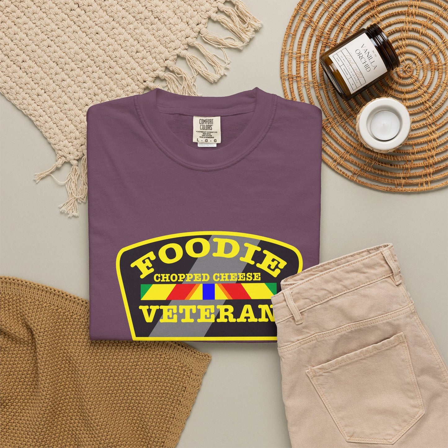 L.O.E.F Foodie Veteran Chopped Cheese Unisex Tee Shirt (Yellow)
