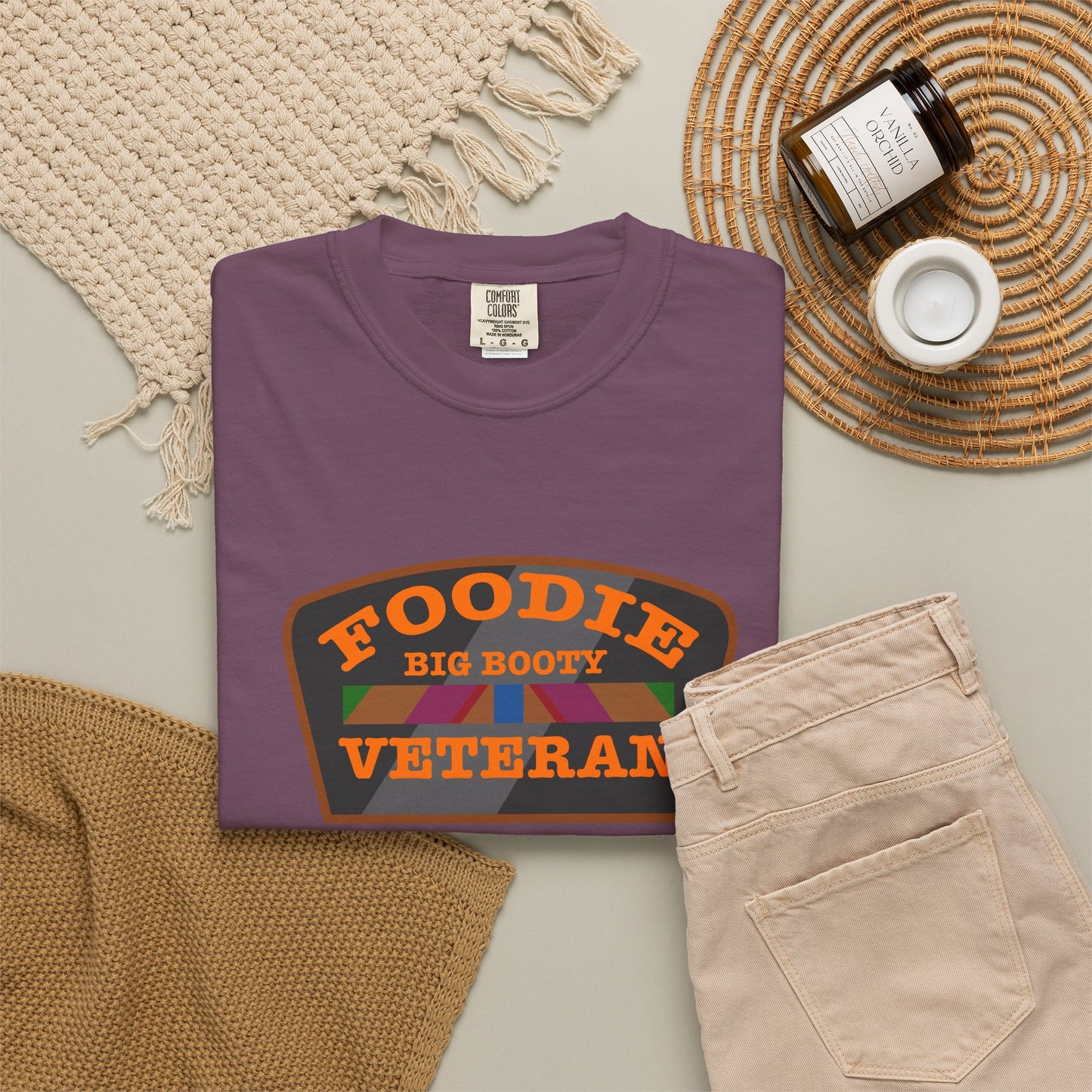 L.O.E.F Foodie Veteran BIG BOOTY Unisex Tee Shirt (Orange)