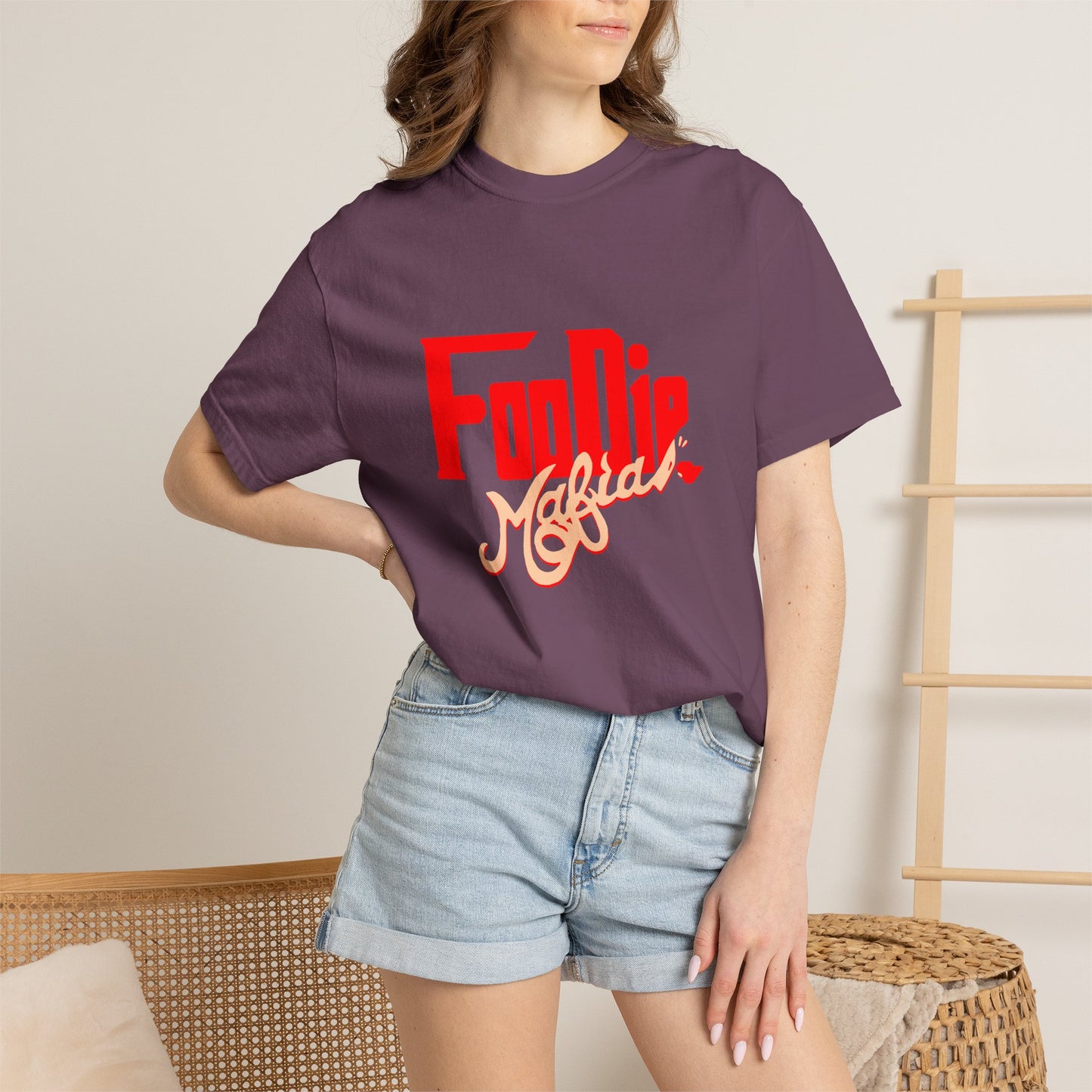 L.O.E.F Red Foodie Mafia Unisex Tee Shirt (Peach)
