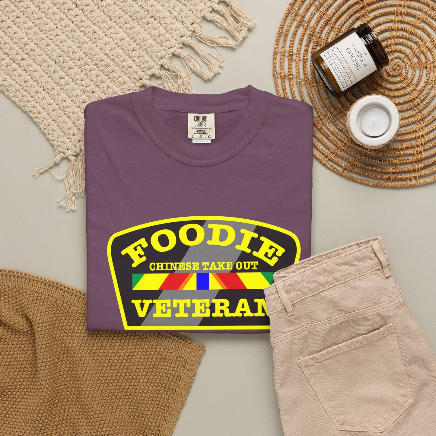 L.O.E.F Foodie Veteran CHINESE TAKE OUT Unisex Tee Shirt (Yellow)