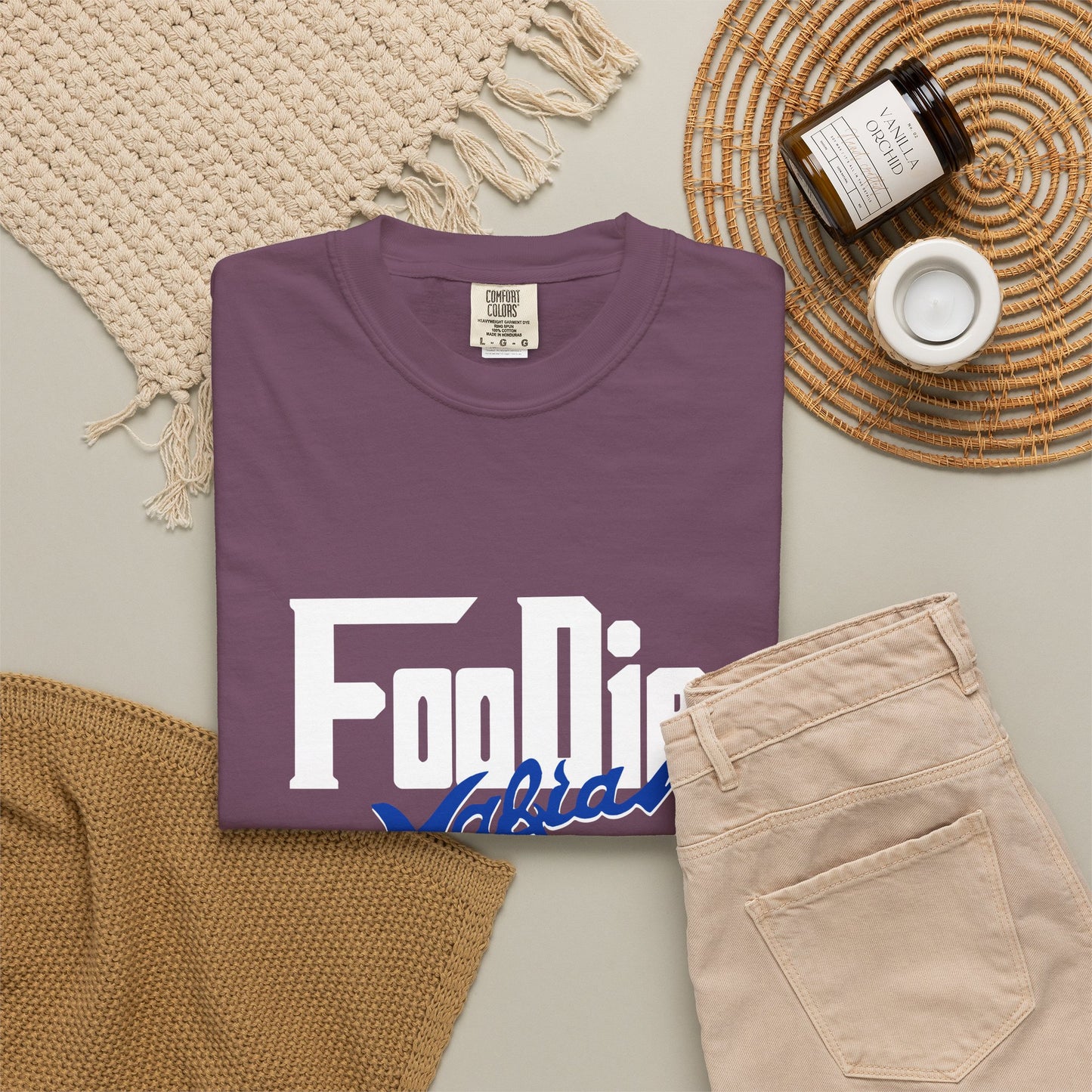 L.O.E.F White Foodie Mafia Unisex Tee shirt (Dark Blue)
