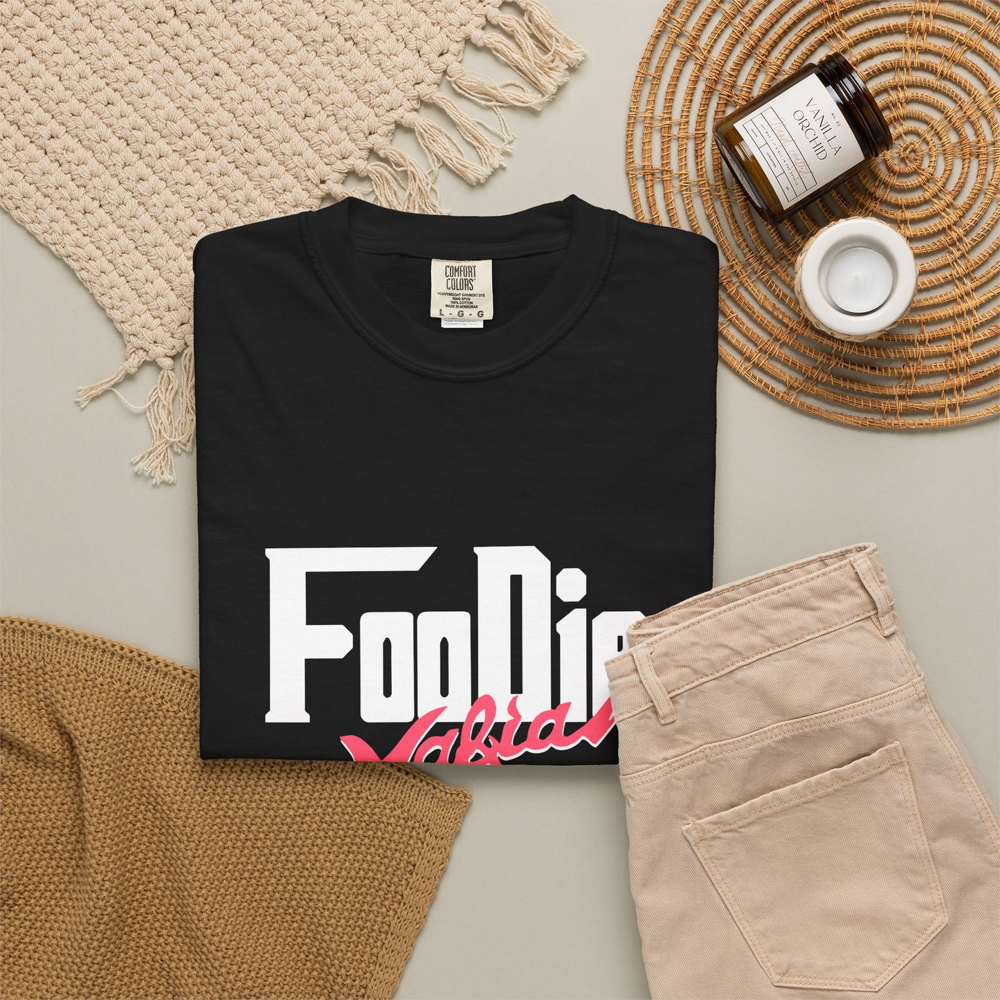 L.O.E.F White Foodie Mafia Unisex Tee shirt (Fiery Red)