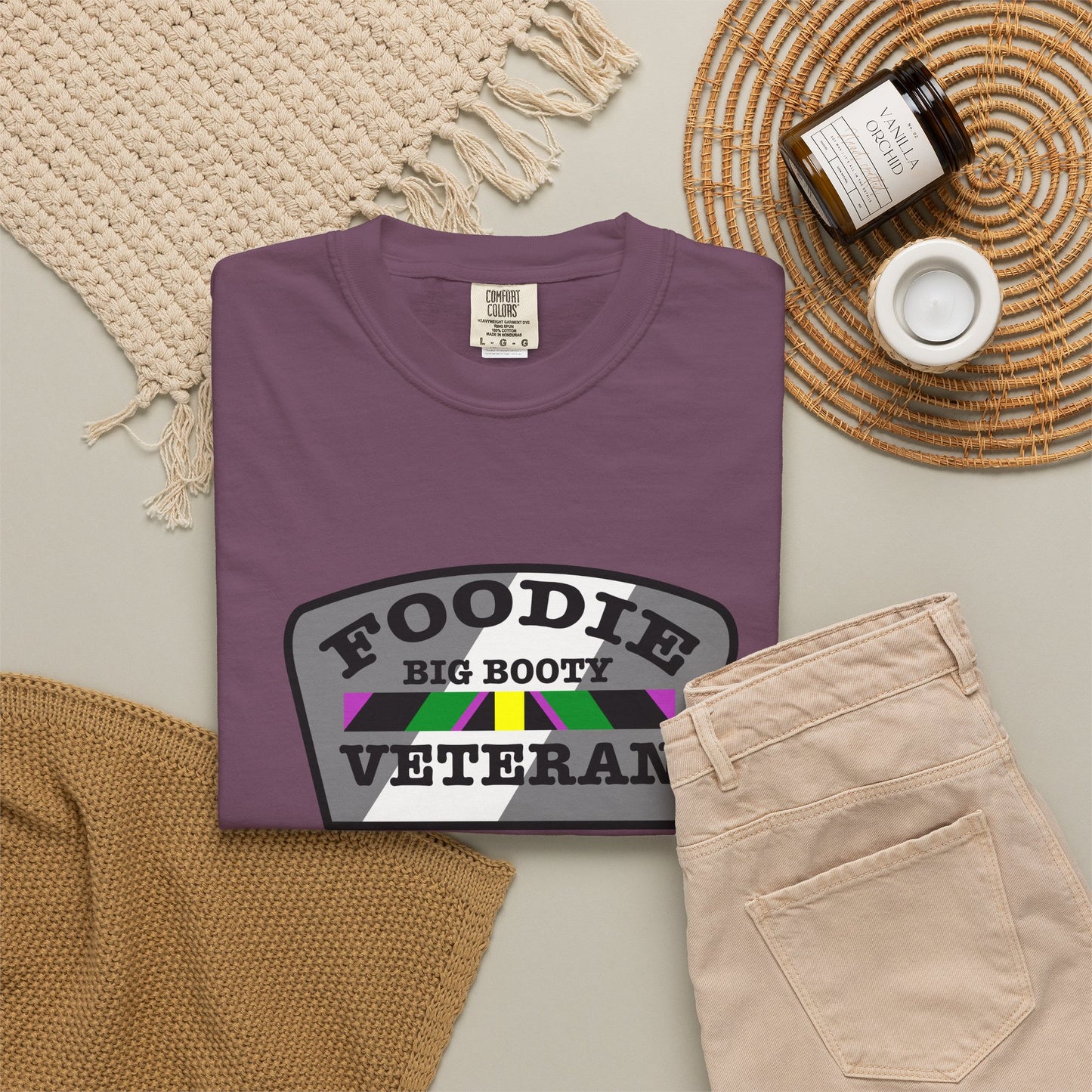 L.O.E.F Foodie Veteran Big Booty Unisex Tee Shirt (Gray)