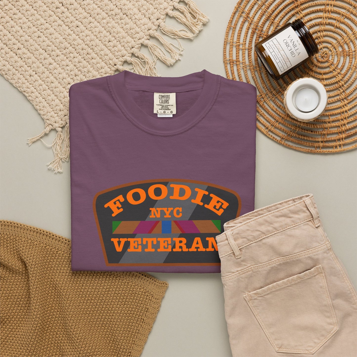 L.O.E.F Foodie Veteran NYC Unisex Tee Shirt (Orange)