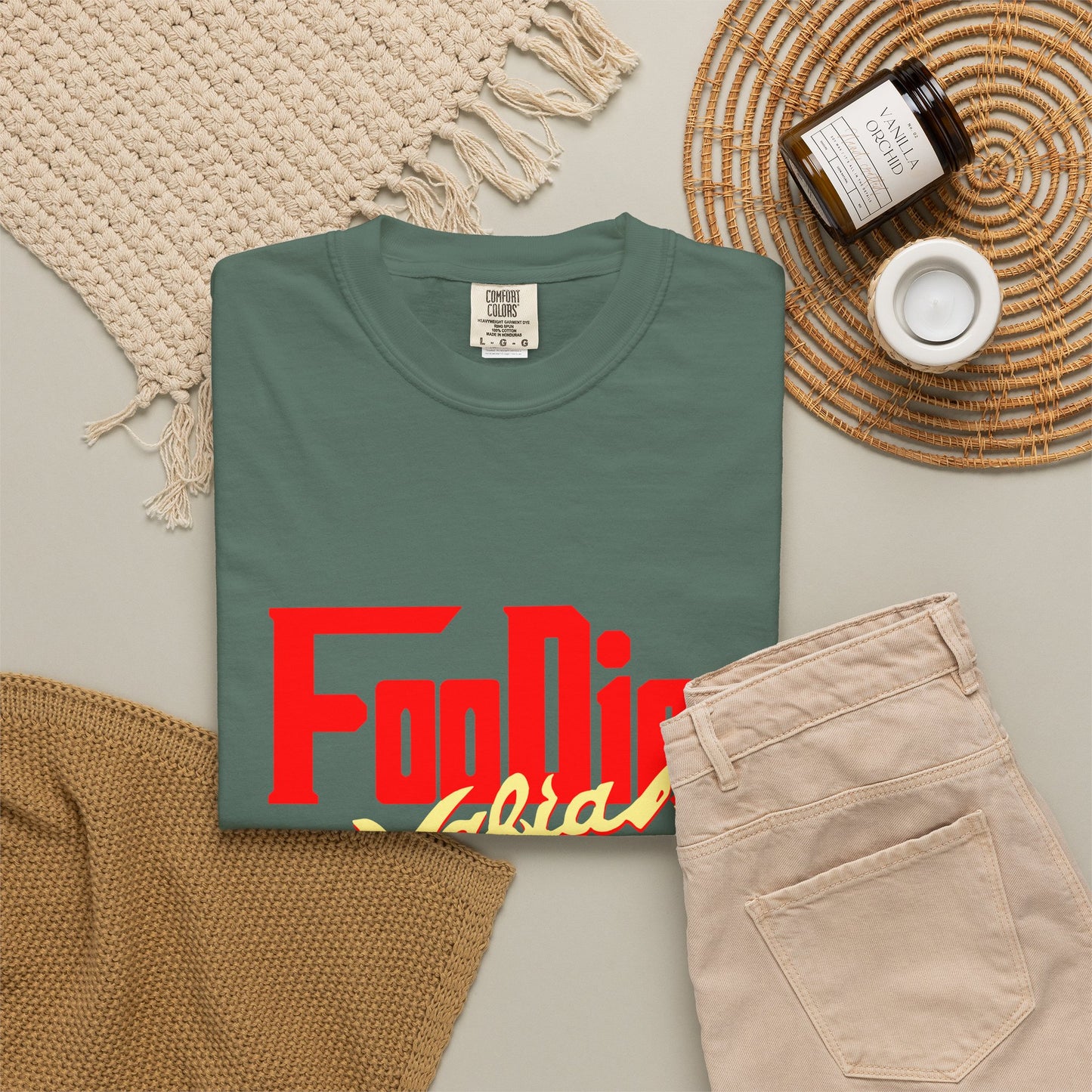 L.O.E.F Red Foodie Mafia Unisex Tee Shirt (Soft Yellow)