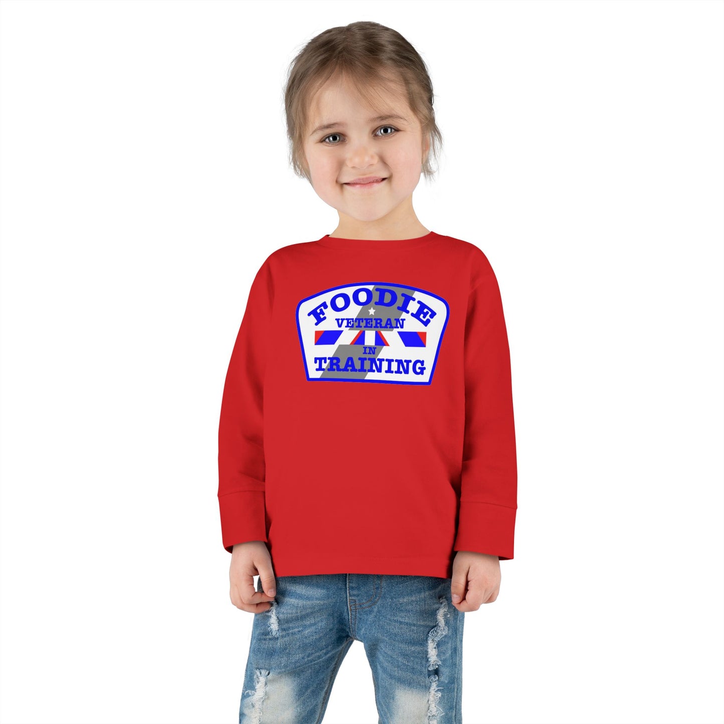 L.O.E.F Foodie Veteran In Training Toddler Long Sleeve Tee (Blue)