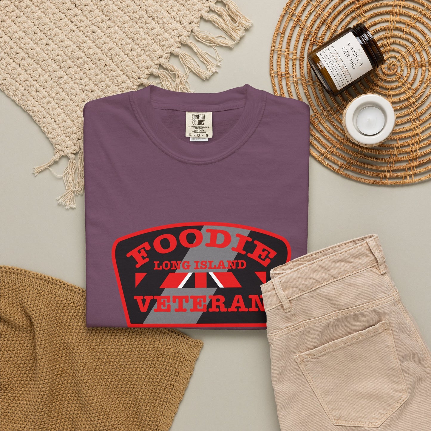 L.O.E.F Foodie Veteran Long Island Unisex Tee Shirt (Red)