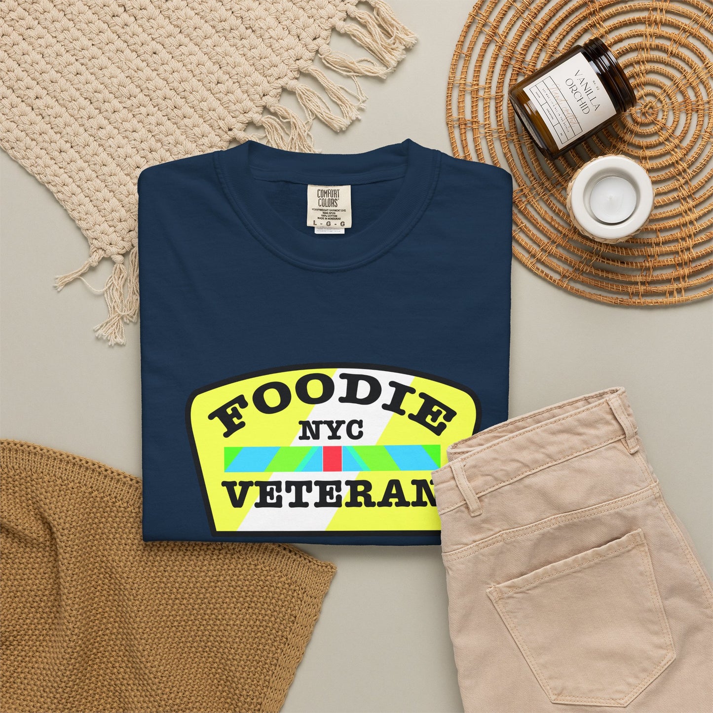 L.O.E.F Foodie Veteran NYC Unisex Tee Shirt (Yellow and Black)