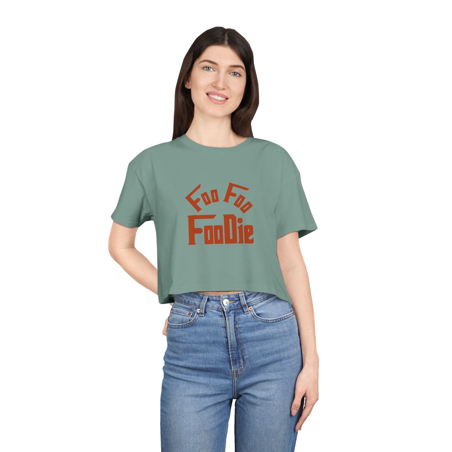 L.O.E.F Women Vegan Foodie Crop Tee (Rust)