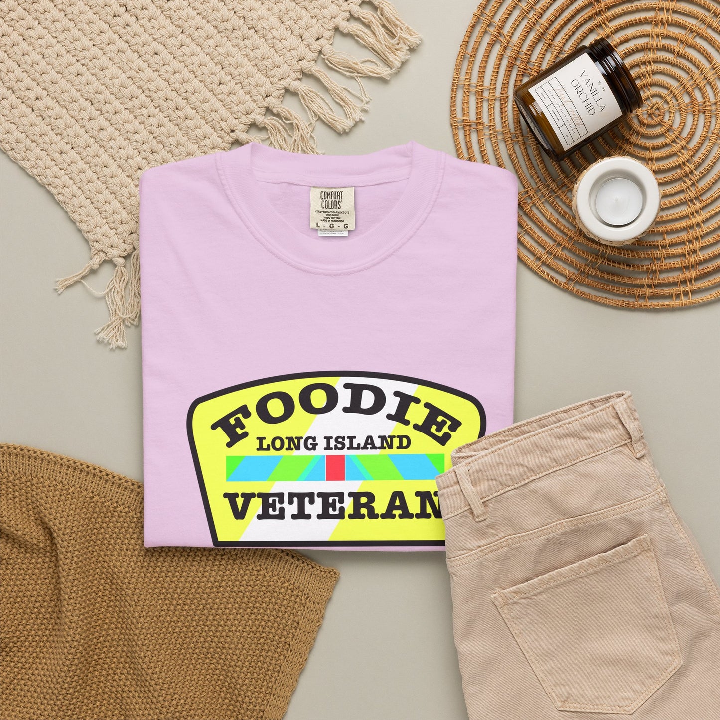 L.O.E.F Foodie Veteran Long Island Unisex Tee Shirt (Black and Yellow)