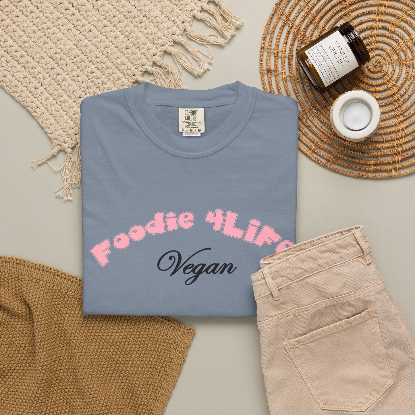 L.O.E.F Foodie 4Life Vegan Unisex Tee Shirt (Soft Pink)