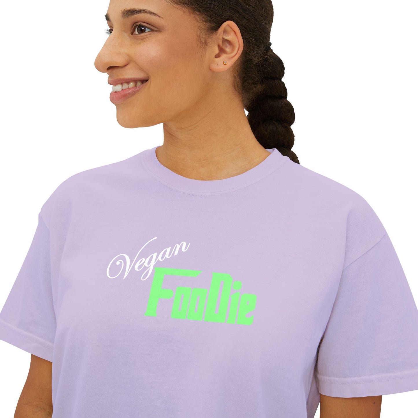 L.O.E.F Women Vegan Foodie Boxy Tee (Mint Green)