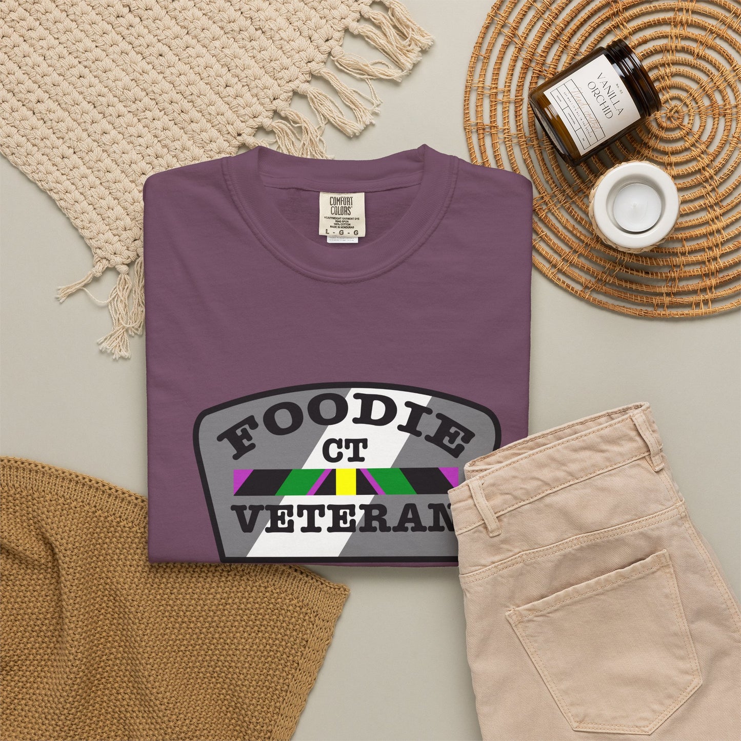 L.O.E.F Foodie Veteran CT Unisex Tee Shirt (Gray)