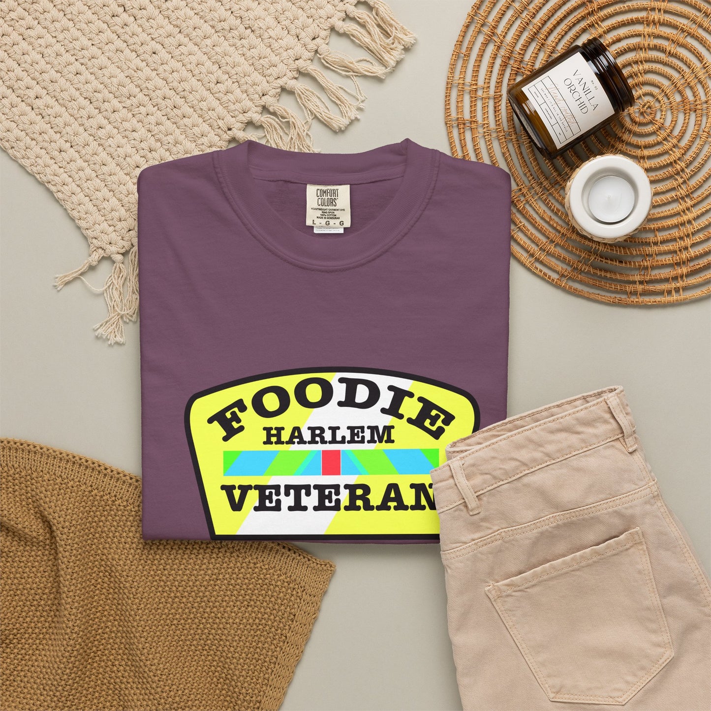L.O.E.F Foodie Veteran HARLEM Unisex Tee Shirt (Yellow and Black)
