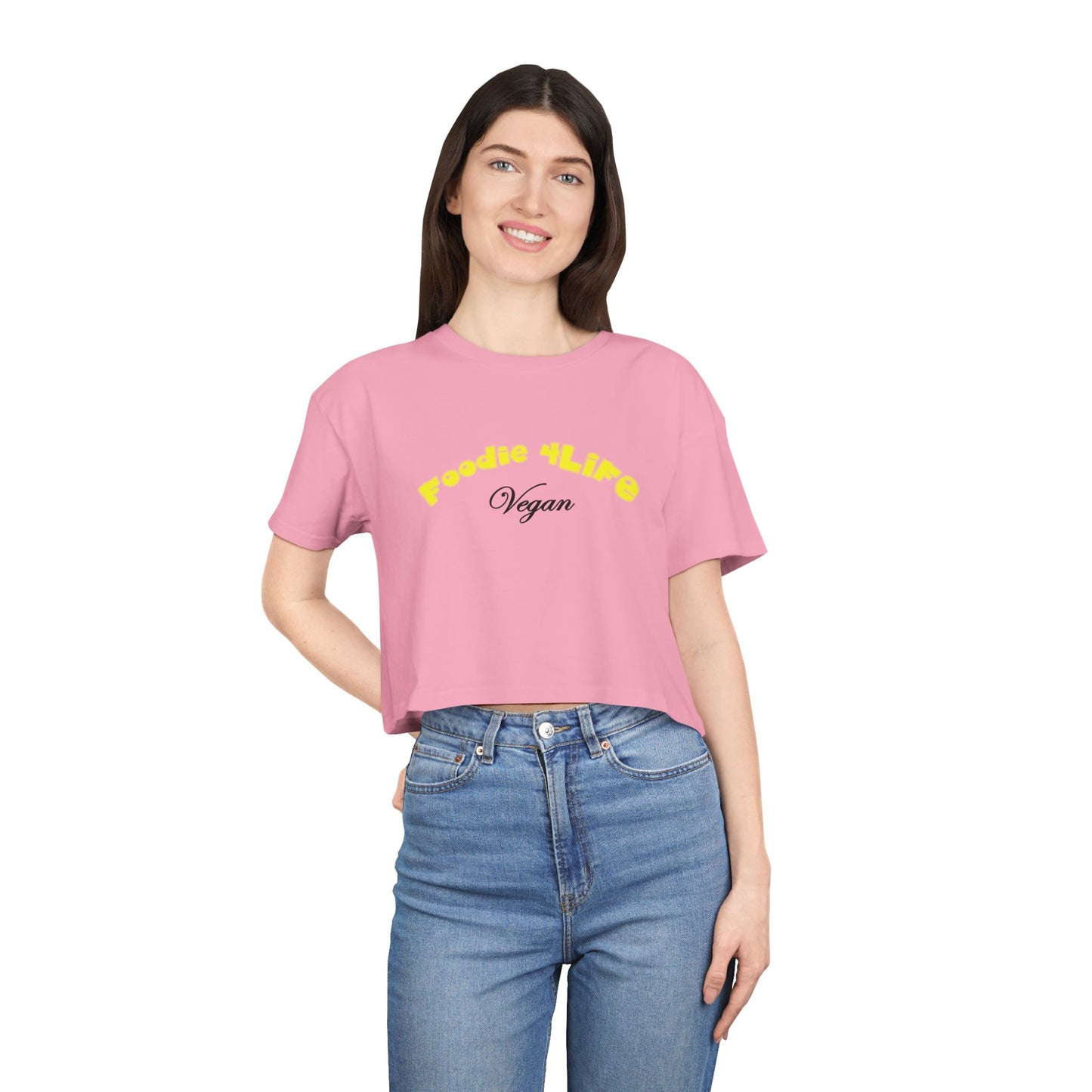 L.O.E.F Foodie 4Life Vegan Crop Top (Yellow)