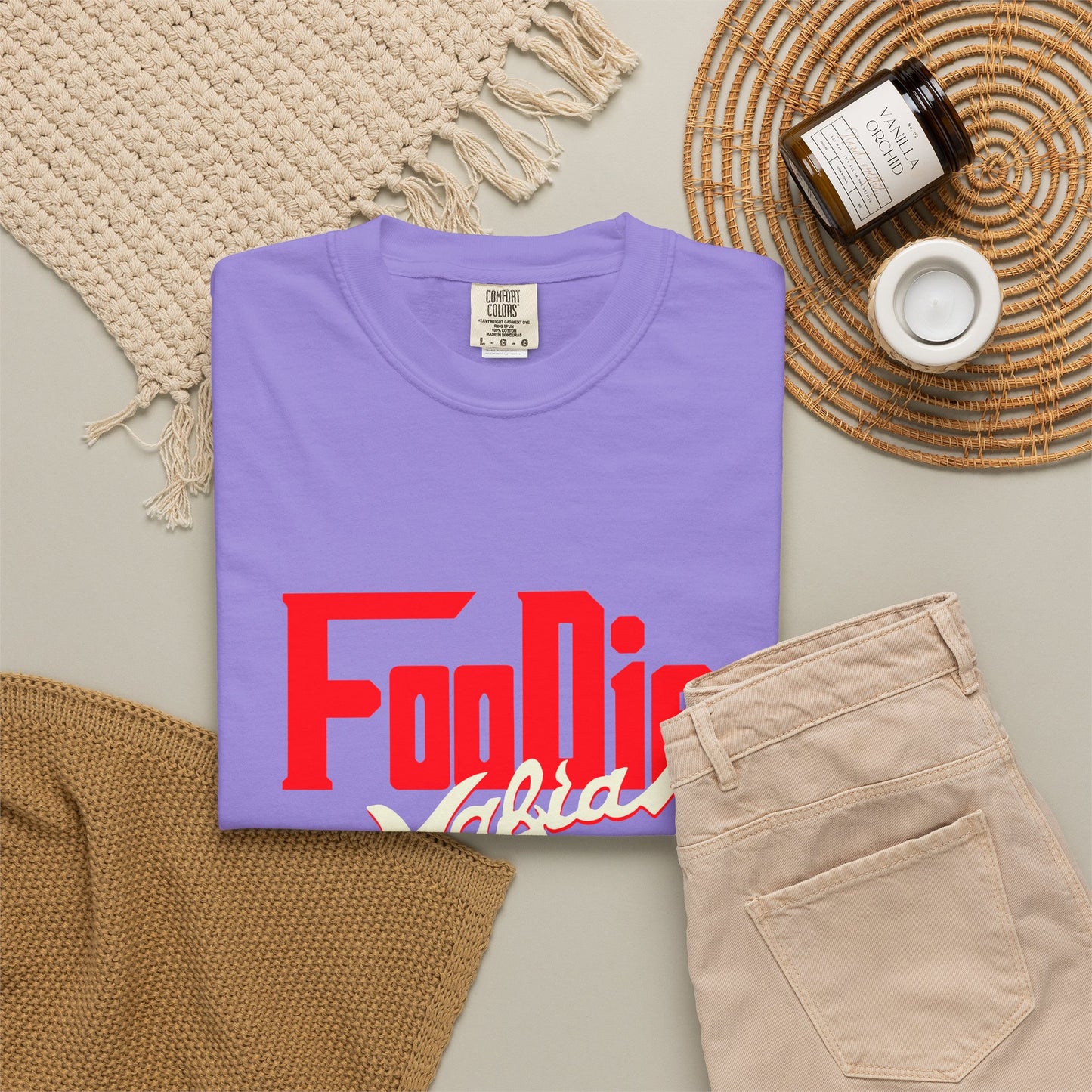 L.O.E.F Red Foodie Mafia Unisex Tee shirt (Beige)