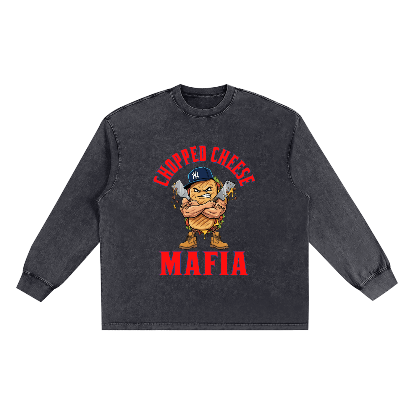 L.O.E.F. Life Chopped Cheese Mafia Snow Washed Frayed Edge T-Shirt