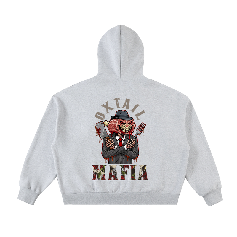 L.O.E.F. Life Oxtail Mafia Fleeced Full Zip Boxy Hoodie