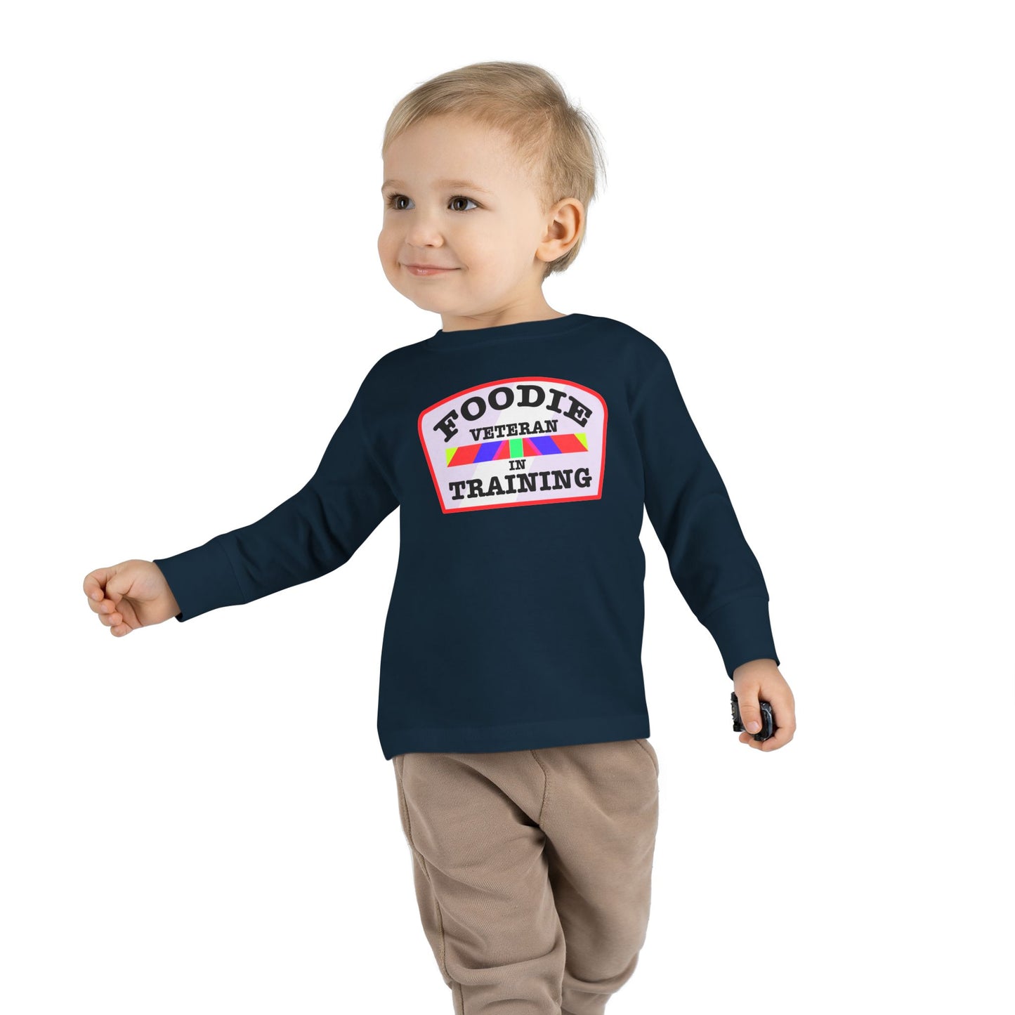 L.O.E.F Foodie Veteran In Training Toddler Long Sleeve Tee (Soft Pink)