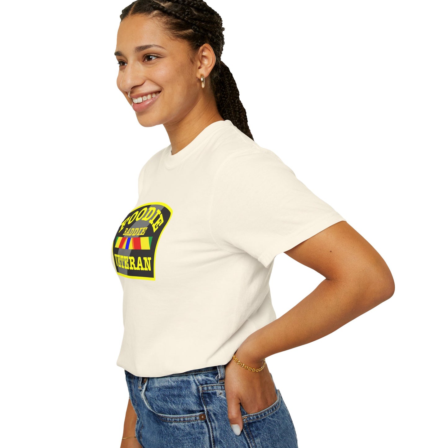 L.O.E.F Foodie Veteran BADDIE Unisex Tee Shirt (Yellow)