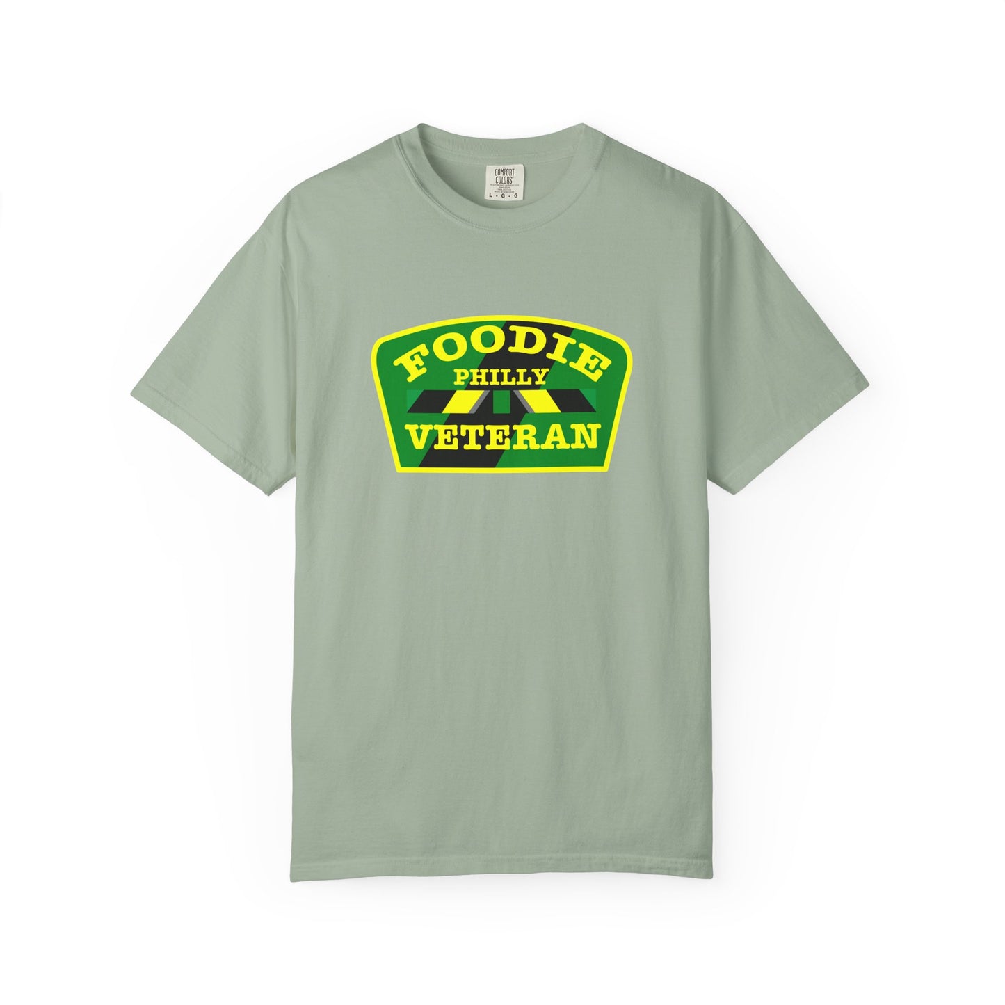 L.O.E.F Foodie Veteran PHILLY Unisex Tee Shirt (Yellow and Green)