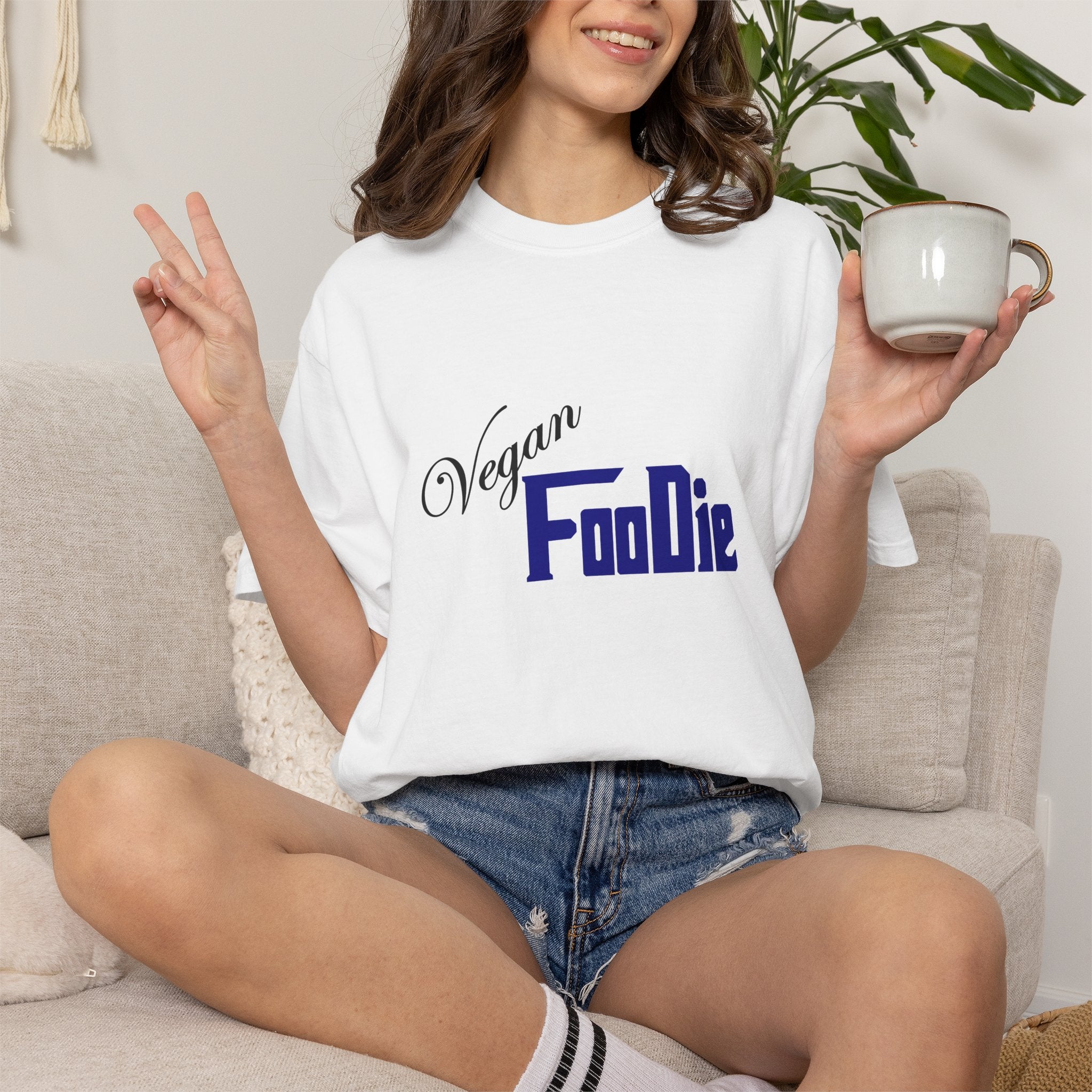 L.O.E.F Unisex Vegan Foodie Tee Shirt (Dark Blue)