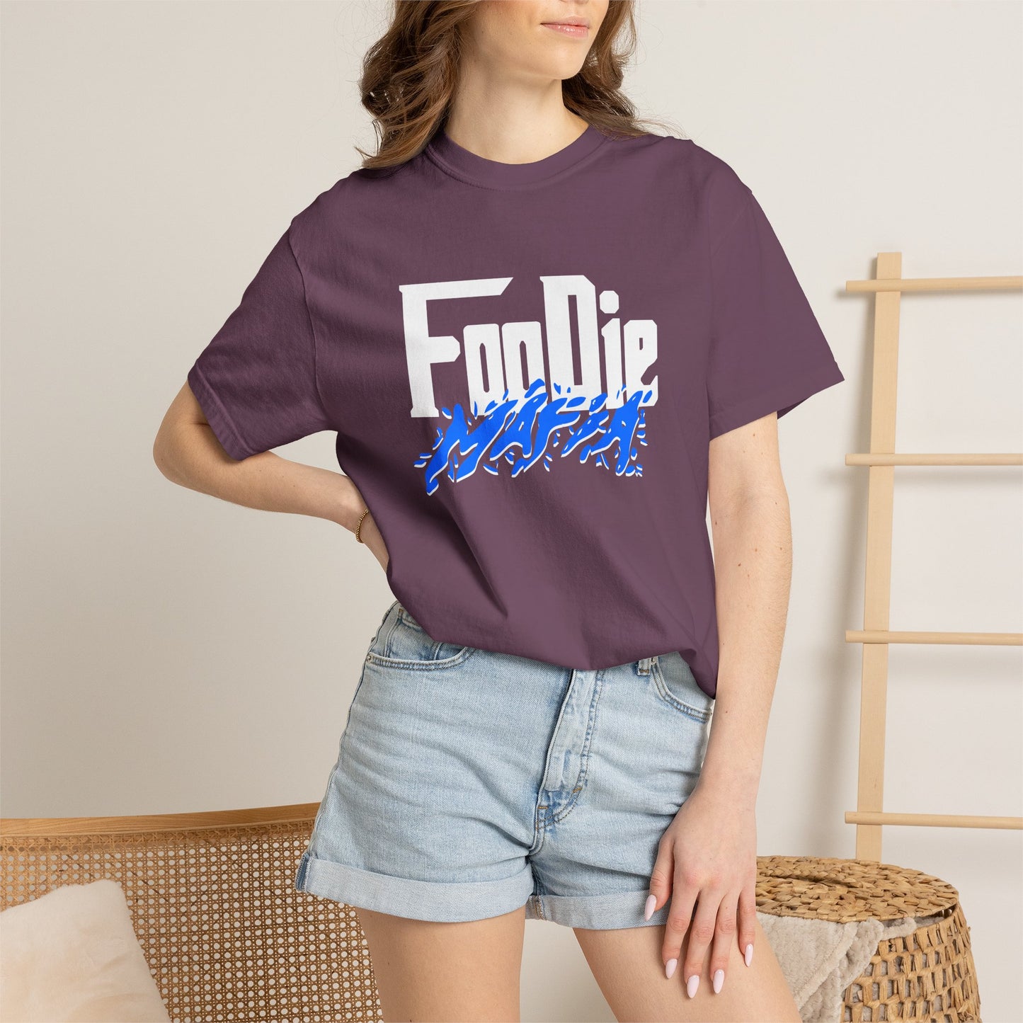 L.O.E.F White Foodie Mafia Unisex Tee Shirt (Blue)