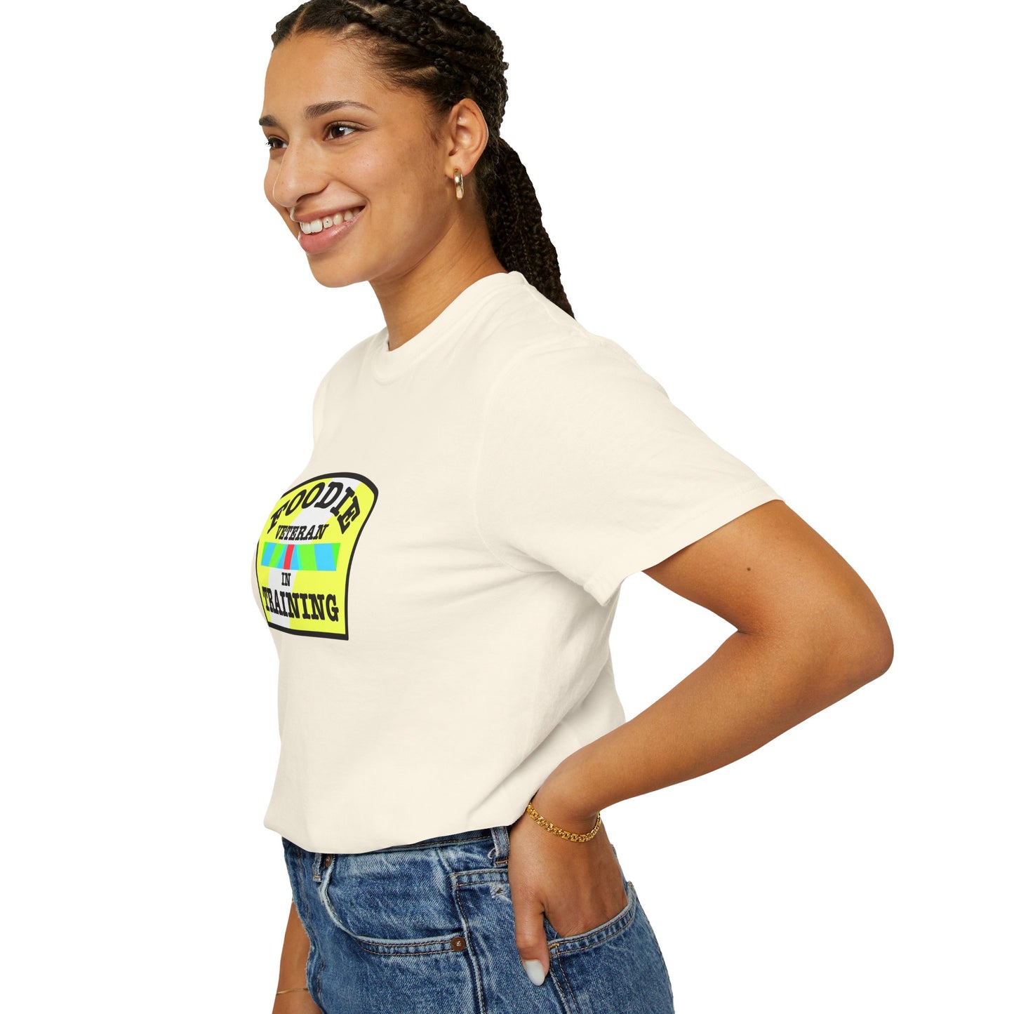 L.O.E.F Foodie Veteran IN TRAINING Unisex Tee Shirt (Yellow and Black)