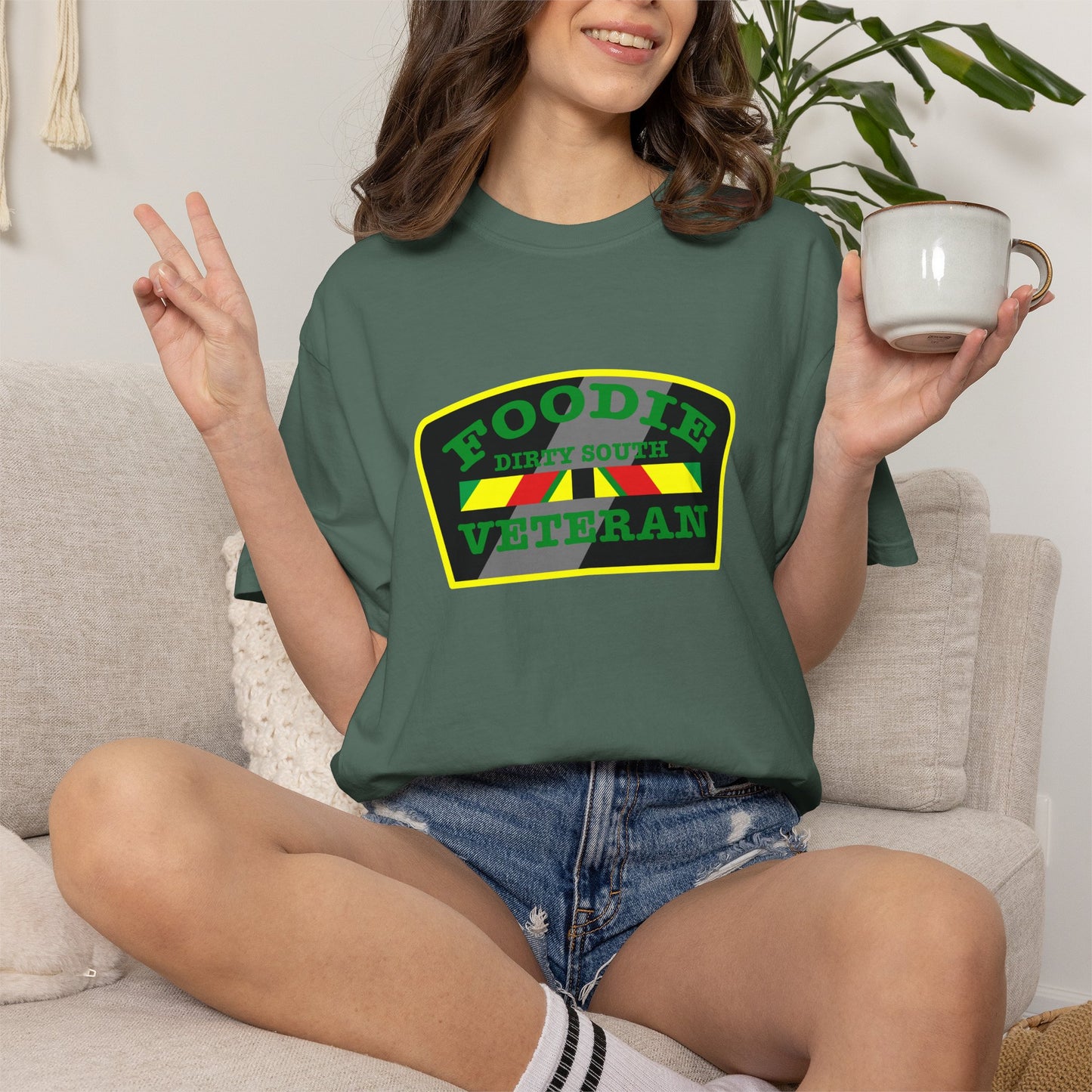 L.O.E.F Foodie Veteran DIRTY SOUTH Unisex Tee Shirt (Green)