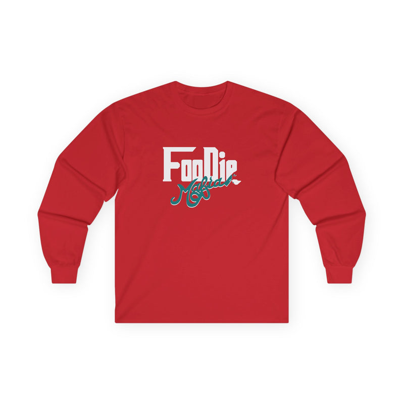 L.O.E.F White Foodie Mafia Unisex Long Sleeve Tee (Teal)
