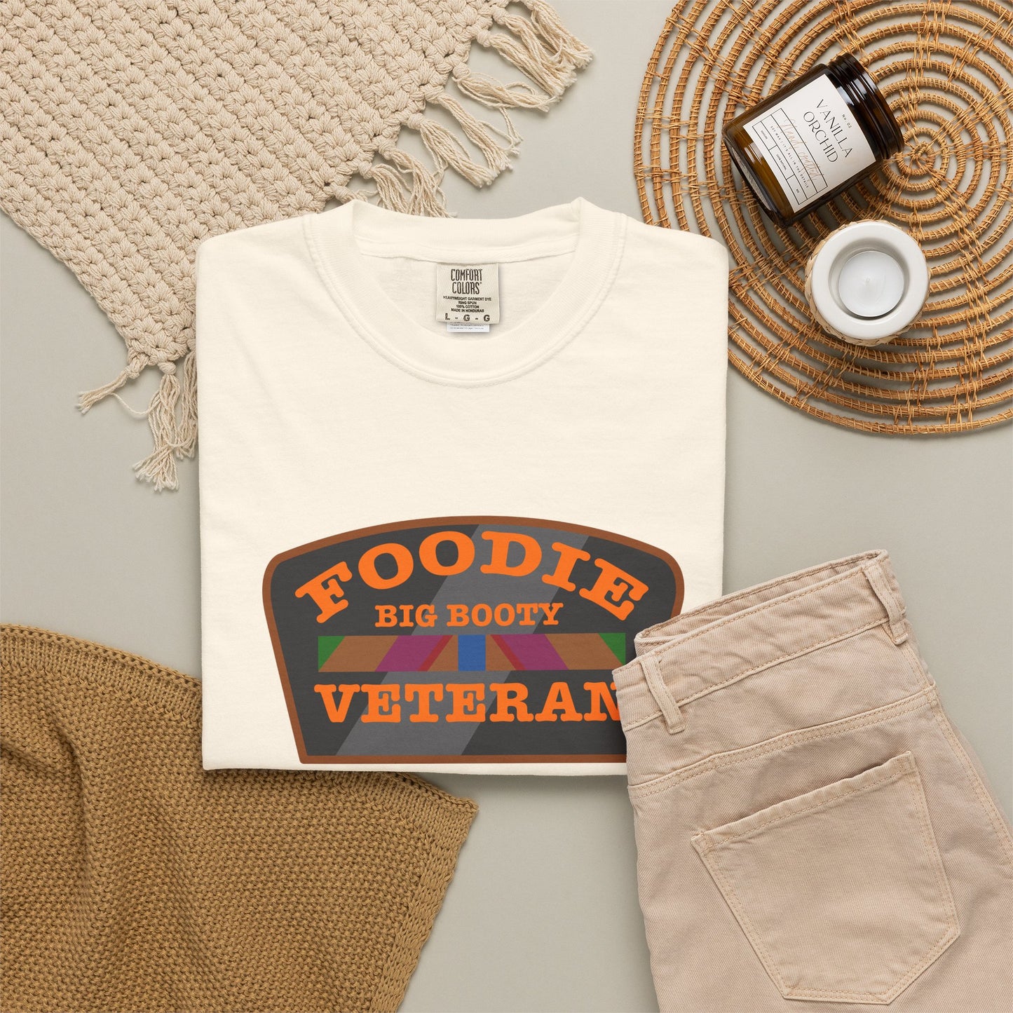L.O.E.F Foodie Veteran BIG BOOTY Unisex Tee Shirt (Orange)