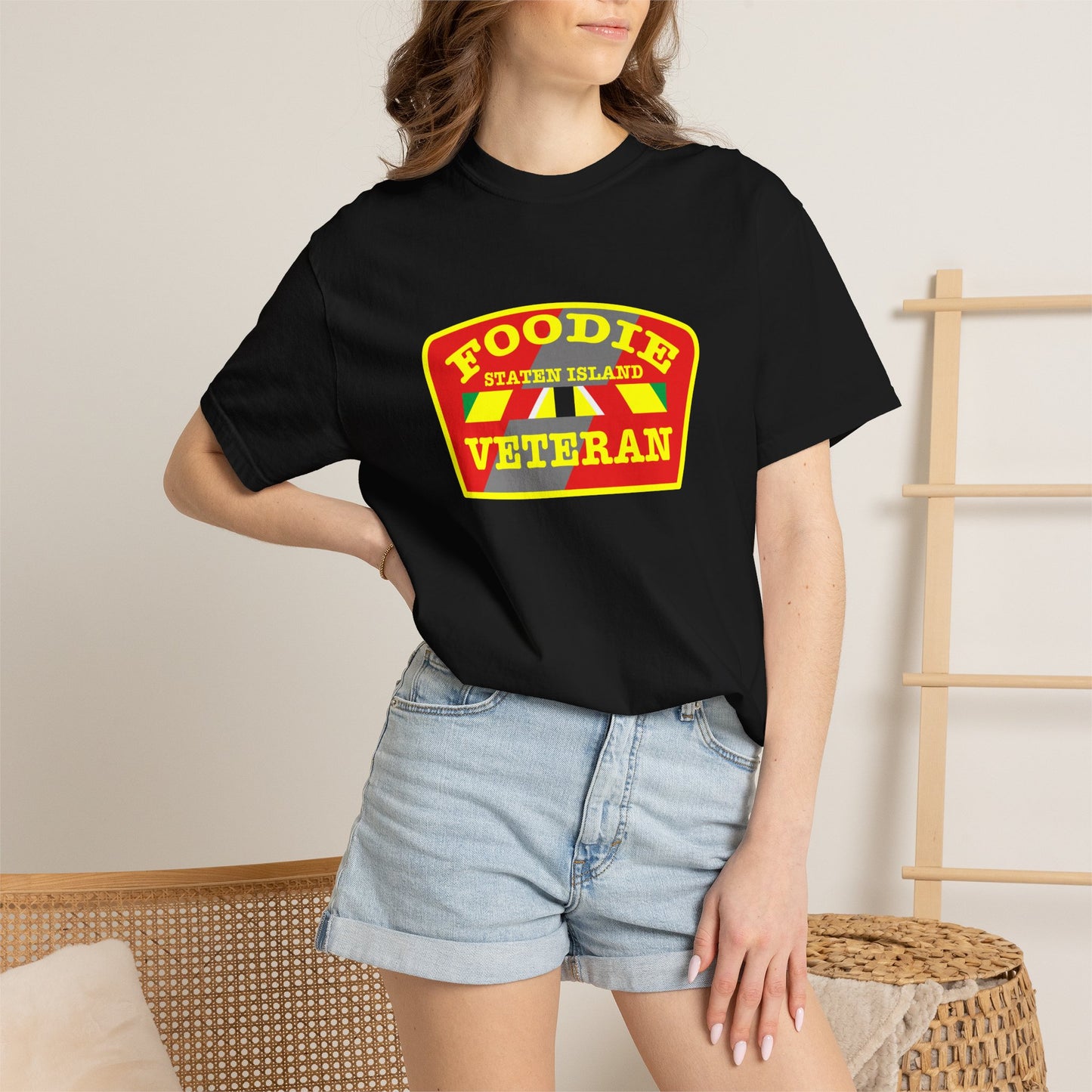 L.O.E.F Foodie Veteran STATEN ISLAND Unisex Tee Shirt (Yellow)
