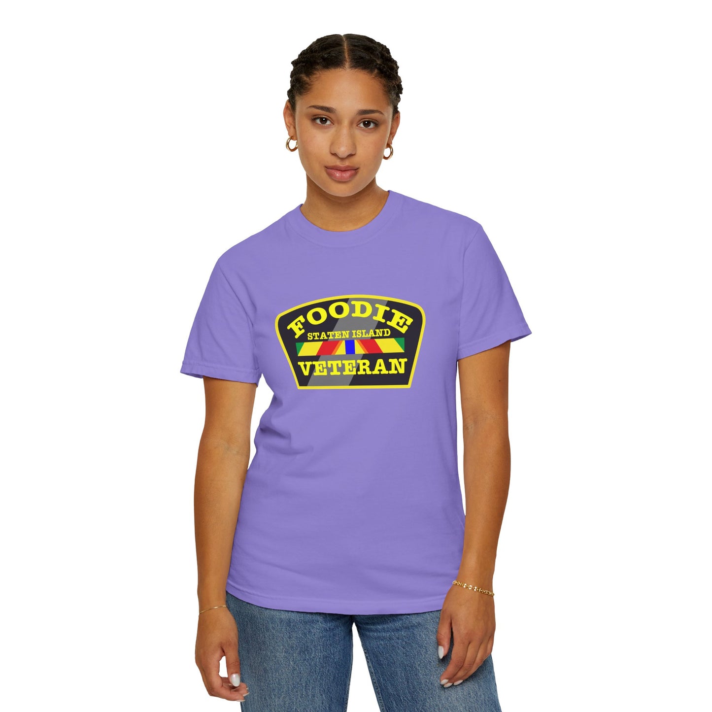 L.O.E.F Foodie Veteran STATEN ISLAND Unisex Tee Shirt (Yellow)