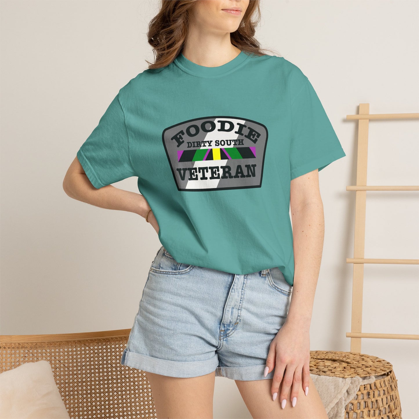 L.O.E.F Foodie Veteran DIRTY SOUTH Unisex Tee Shirt (Gray)