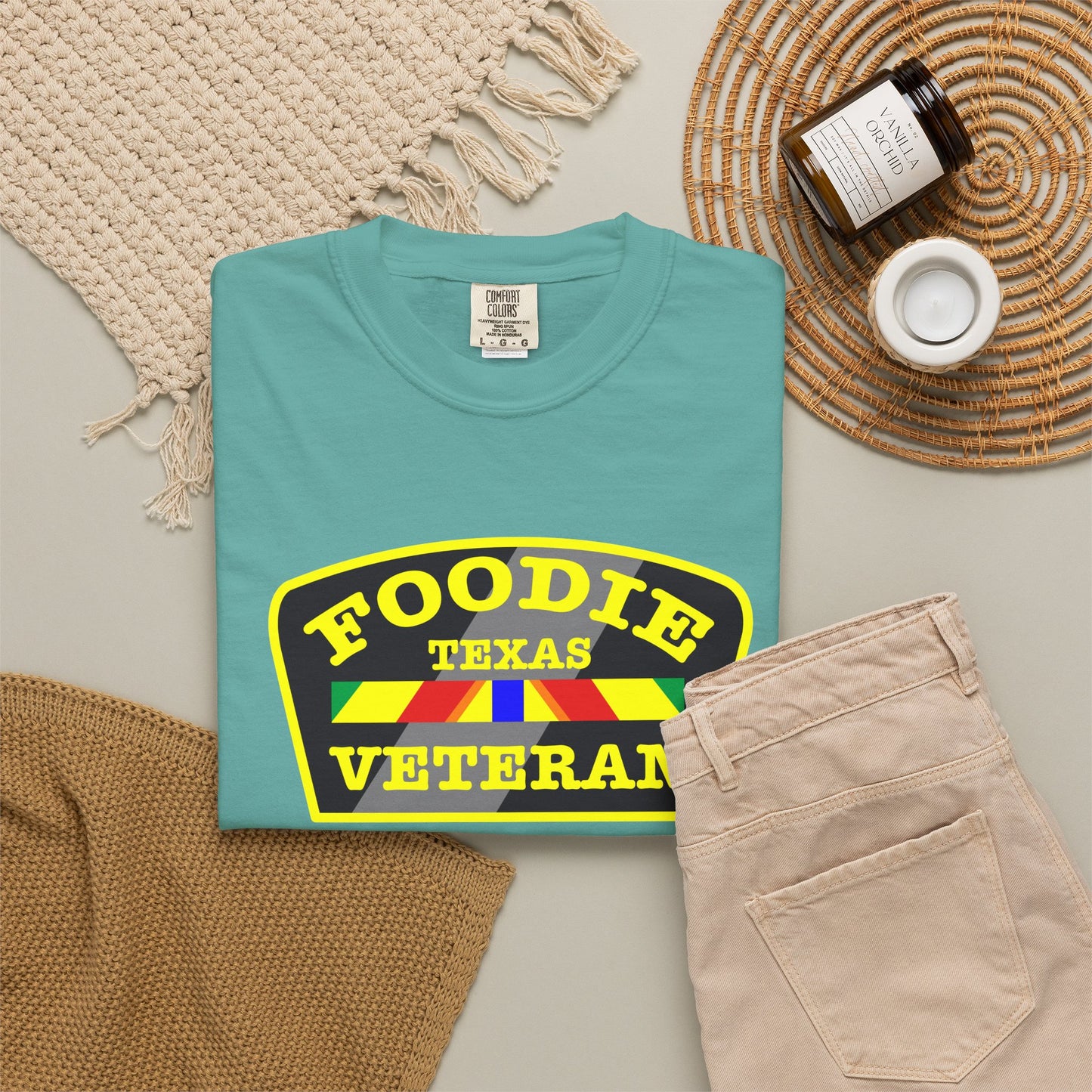 L.O.E.F Foodie Veteran TEXAS Unisex Tee Shirt (Yellow)