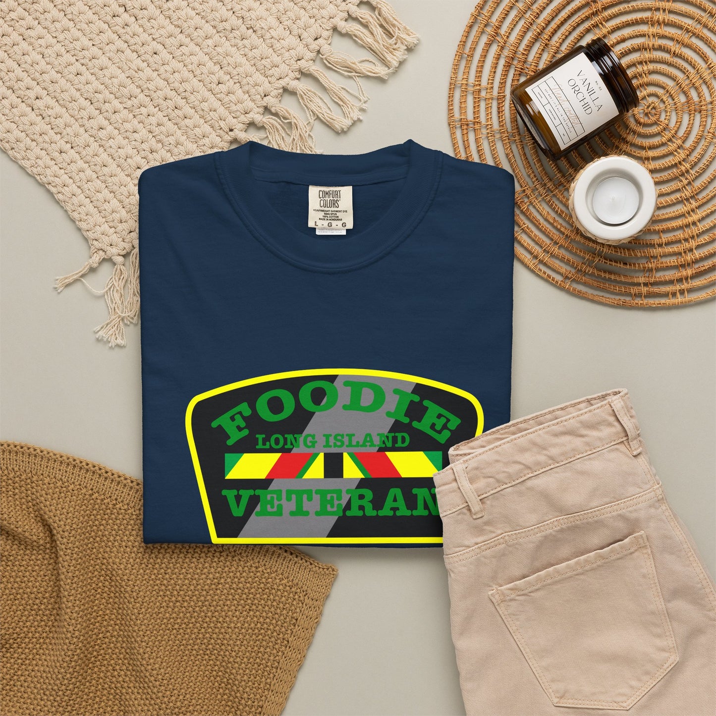 L.O.E.F Foodie Veteran Long Island Unisex Tee Shirt (Green)