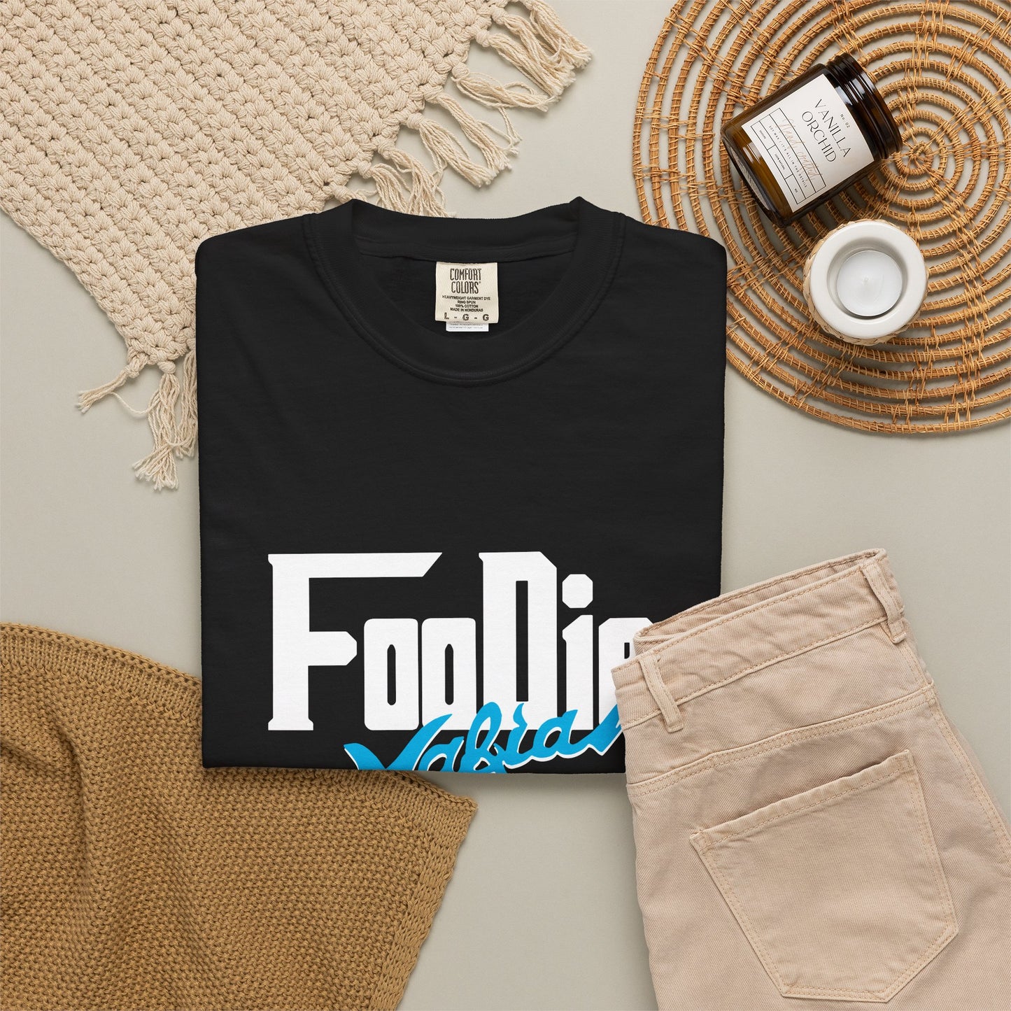 L.O.E.F White Foodie Mafia Unisex Tee shirt (Apricot)
