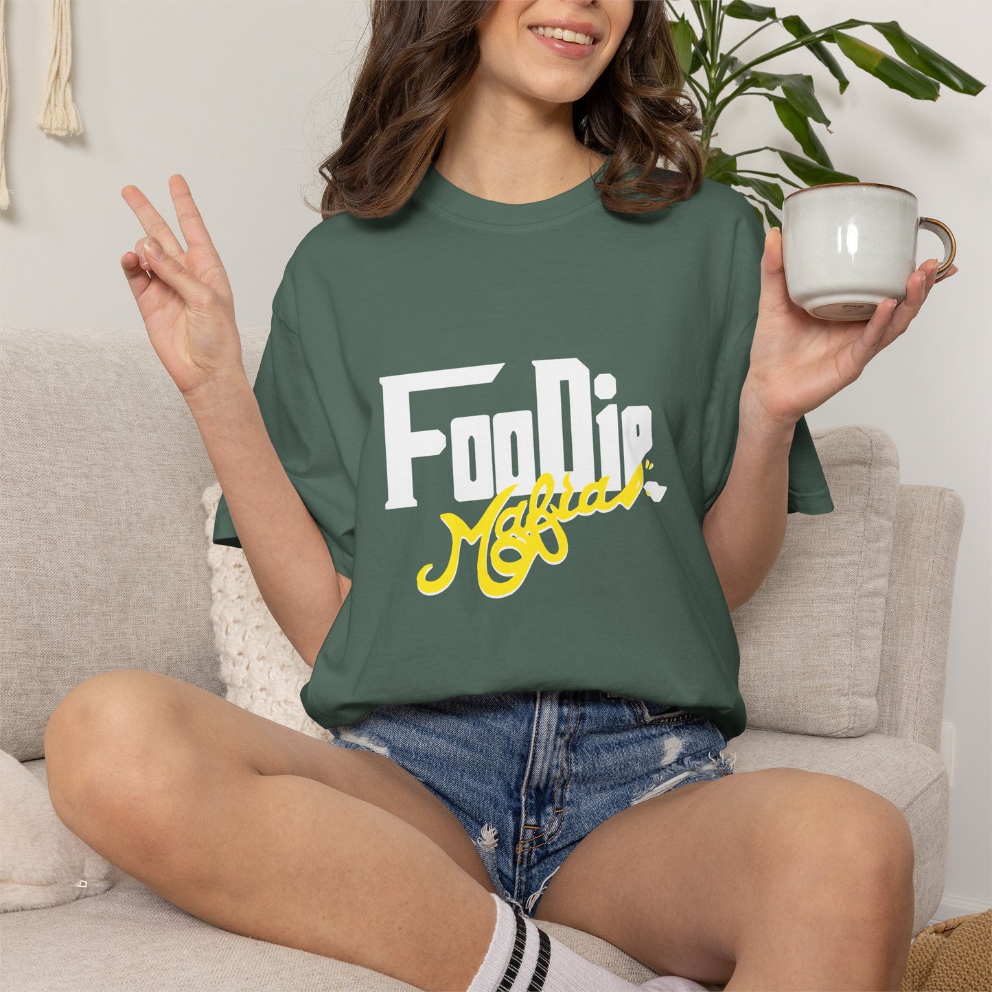 L.O.E.F White Foodie Mafia Unisex Tee shirt (Bright Yellow)