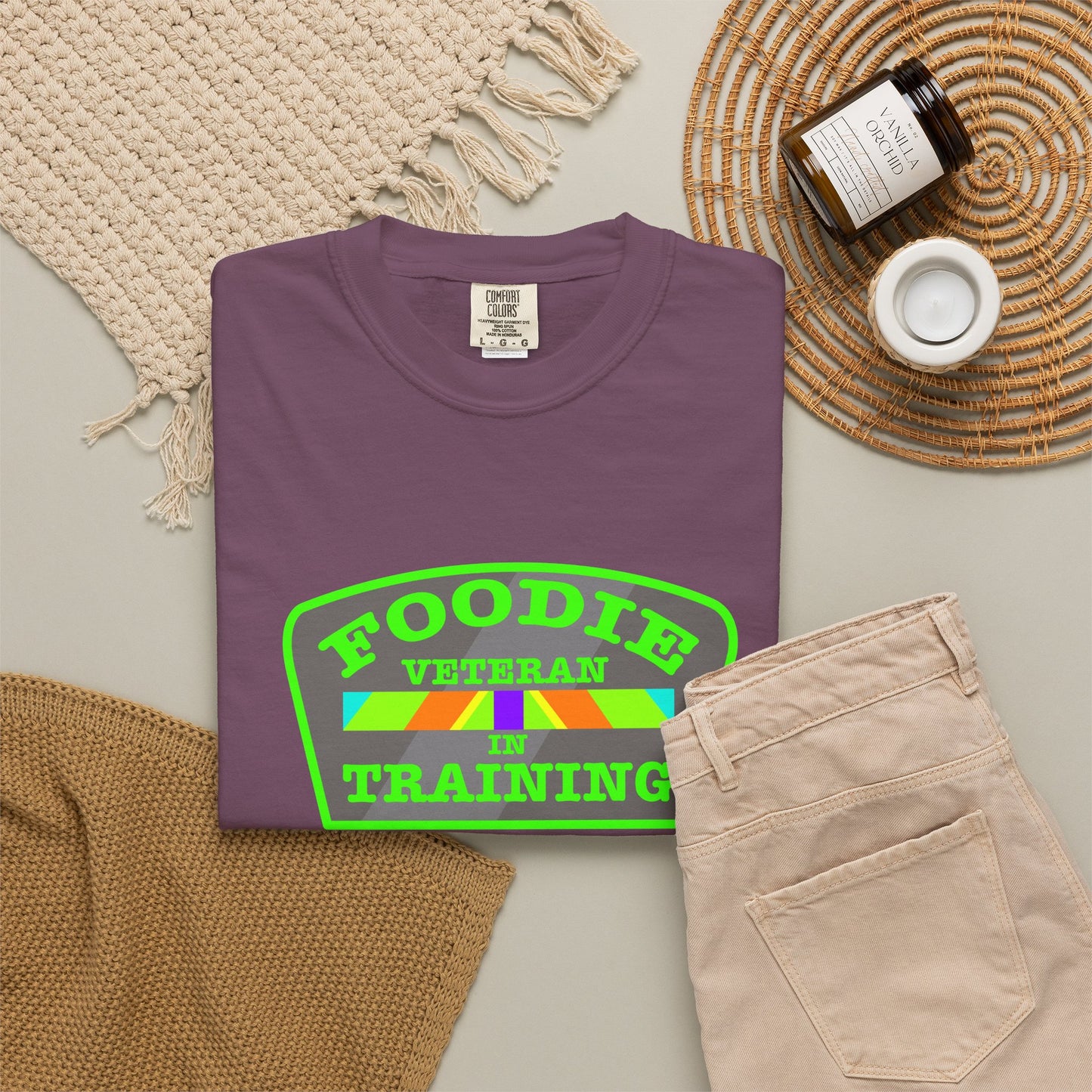 L.O.E.F Foodie Veteran IN TRAINING Unisex Tee Shirt (Neon Green)