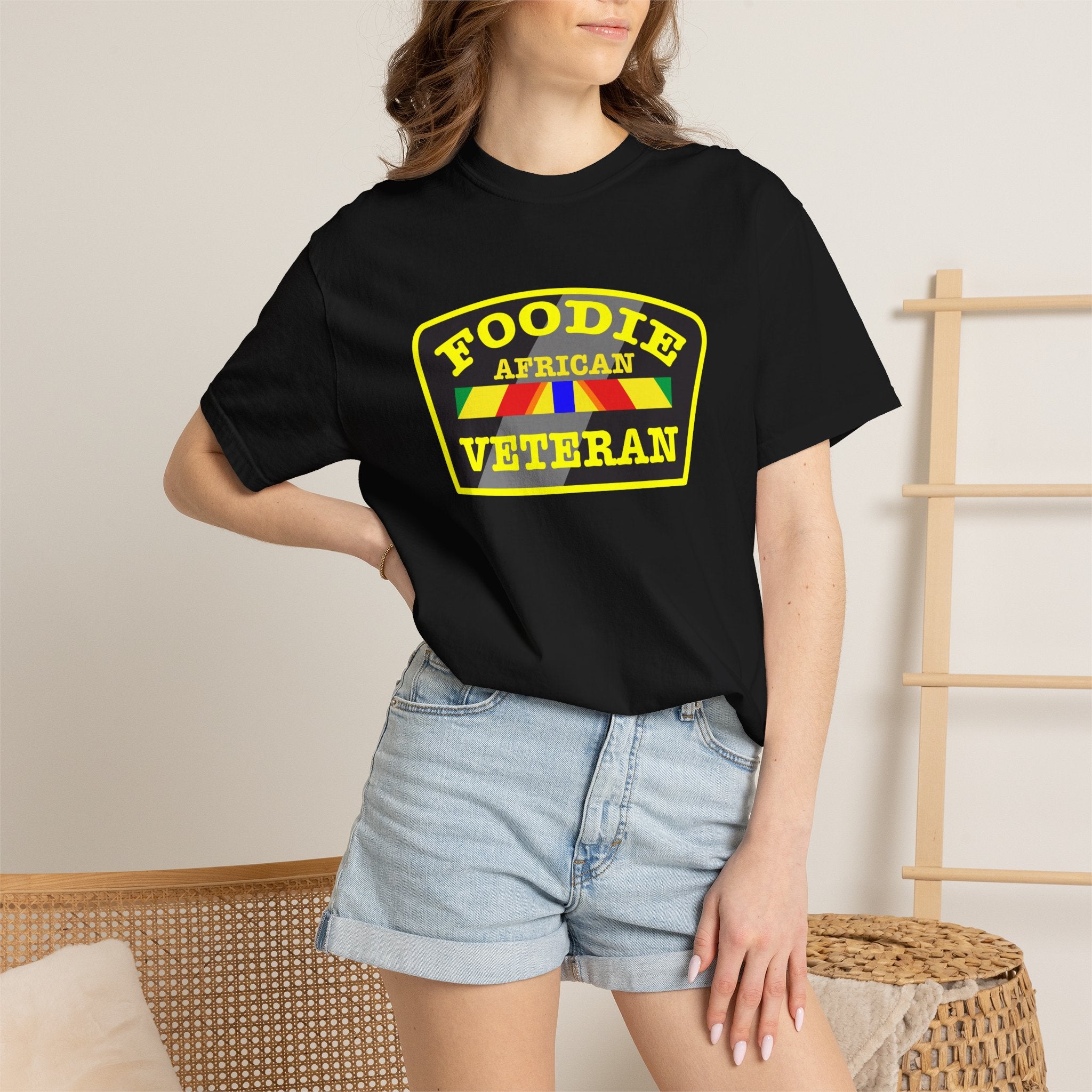 L.O.E.F Foodie Veteran AFRICAN Unisex Tee Shirt (Yellow)