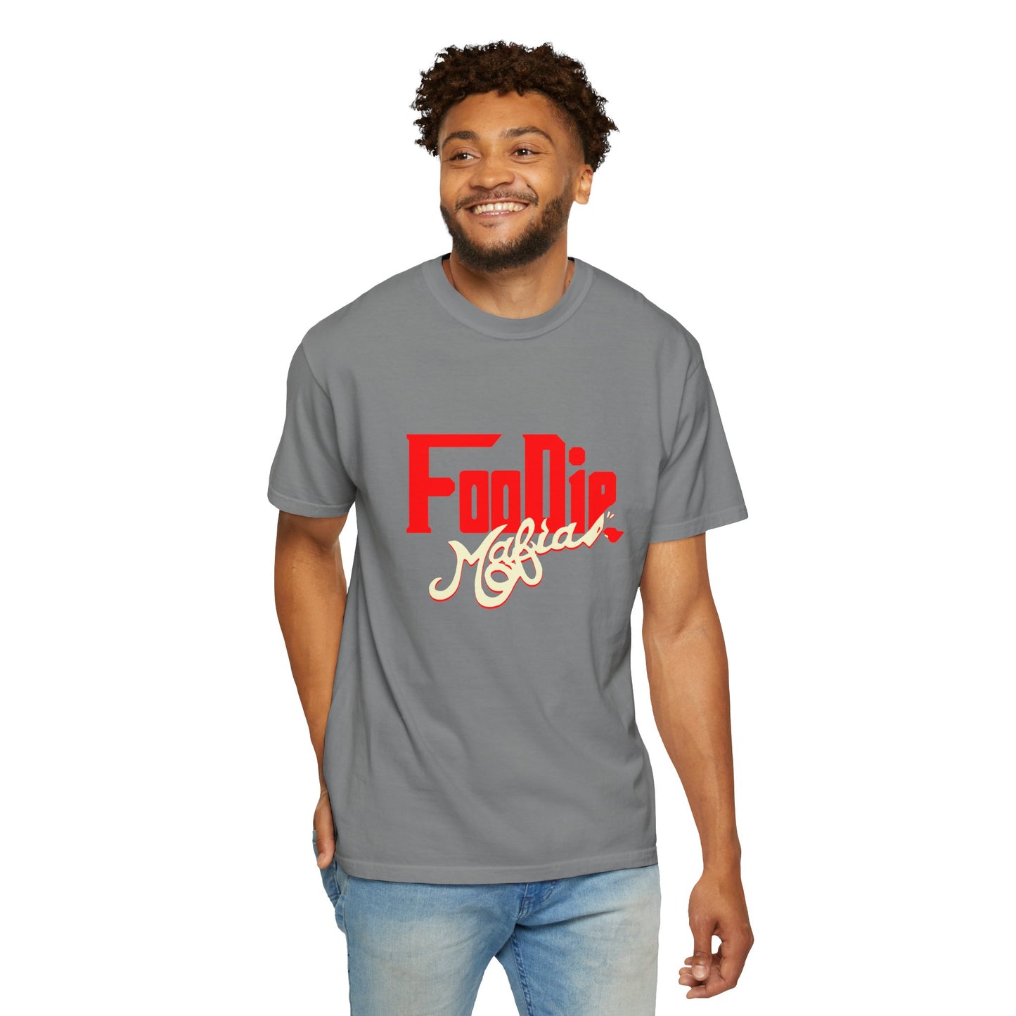 L.O.E.F Red Foodie Mafia Unisex Tee Shirt (Cream)
