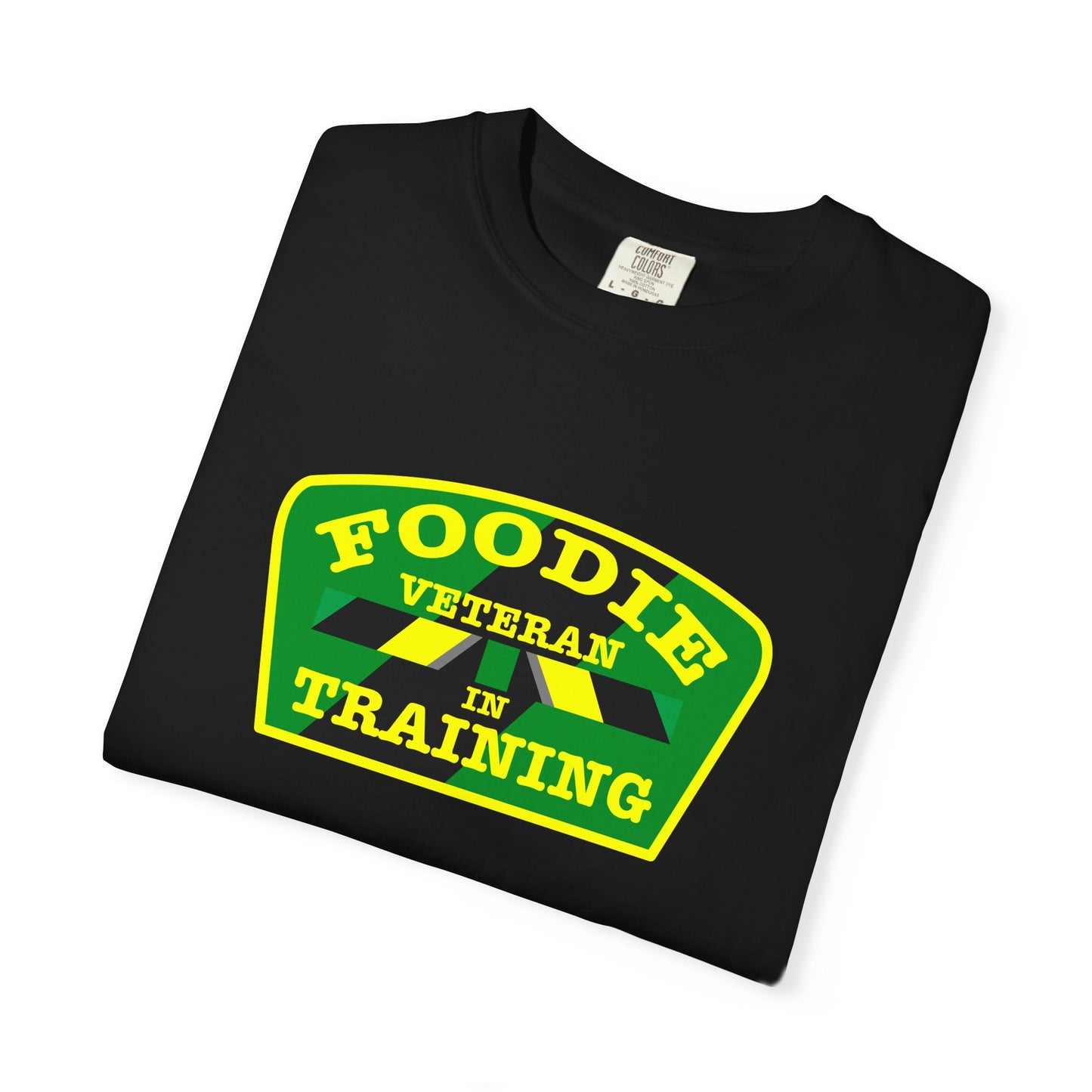L.O.E.F Foodie Veteran IN TRAINING Unisex Tee Shirt (Yellow and Green)