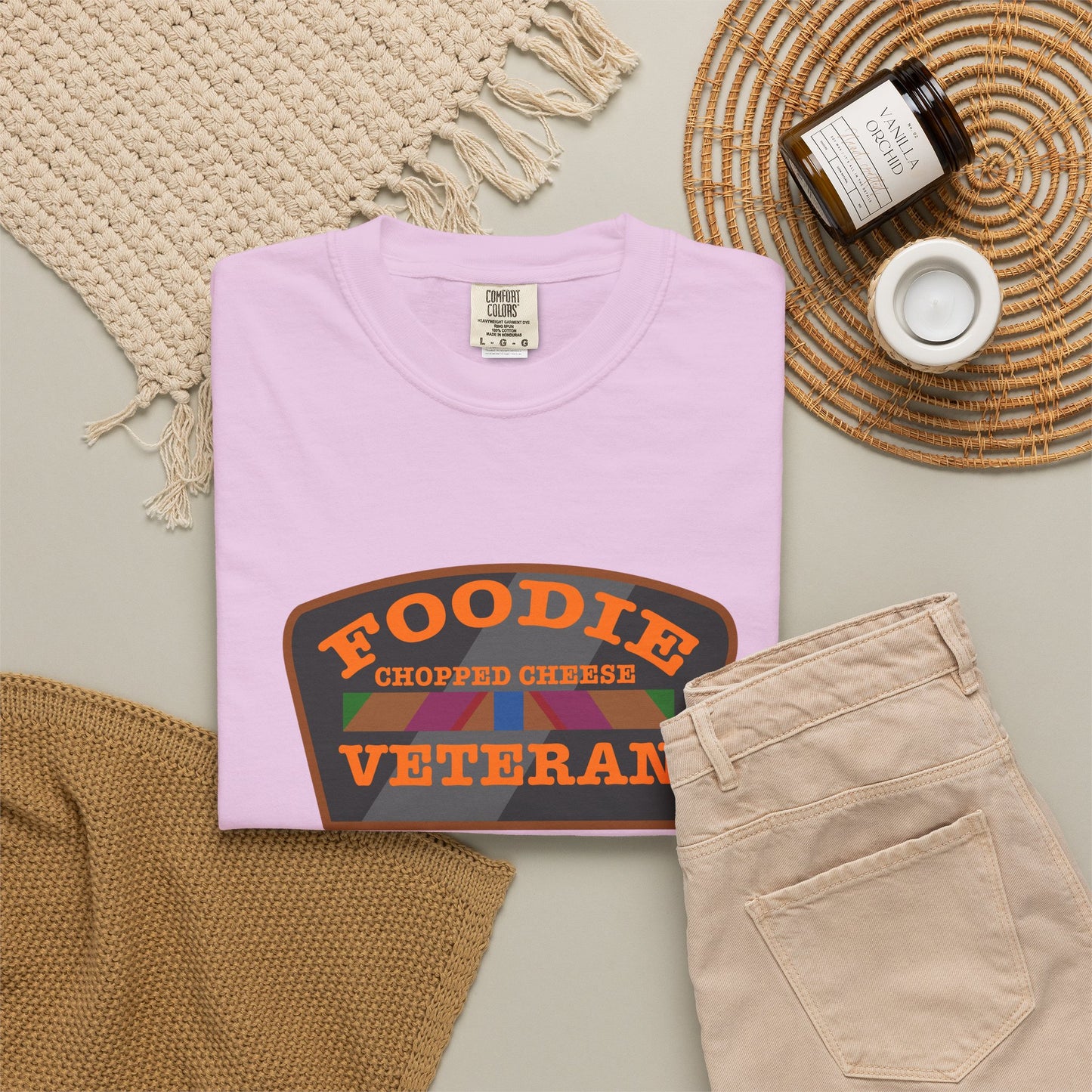 L.O.E.F Foodie Veteran Chopped Cheese Unisex Tee Shirt (Orange)