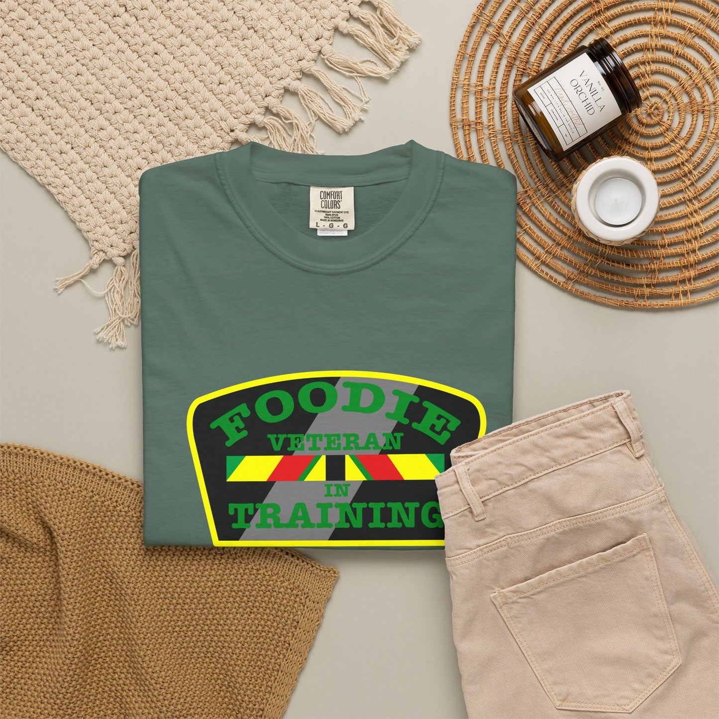 L.O.E.F Foodie Veteran IN TRAINING Unisex Tee Shirt (Green)