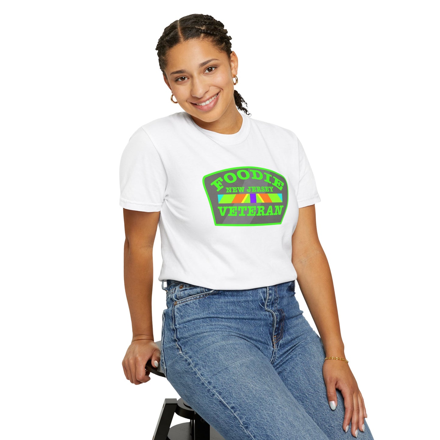 L.O.E.F Foodie Veteran NEW JERSEY Unisex Tee Shirt (Neon Green)