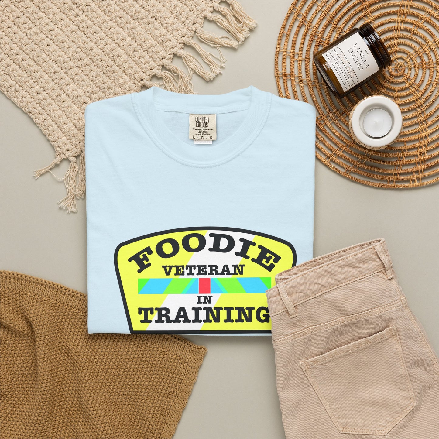 L.O.E.F Foodie Veteran IN TRAINING Unisex Tee Shirt (Yellow and Black)