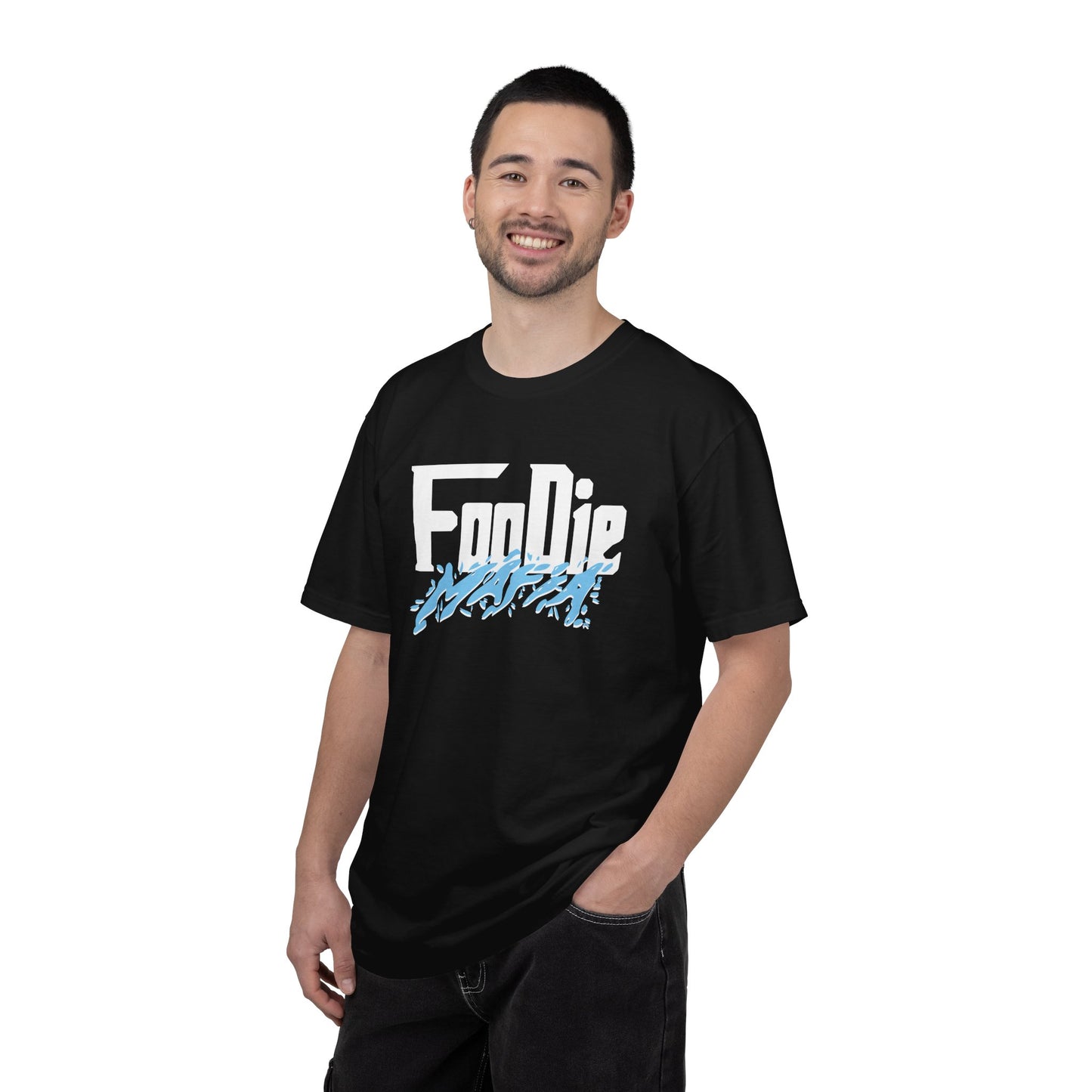 L.O.E.F White Foodie Mafia Unisex Tee Shirt (Sky Blue)