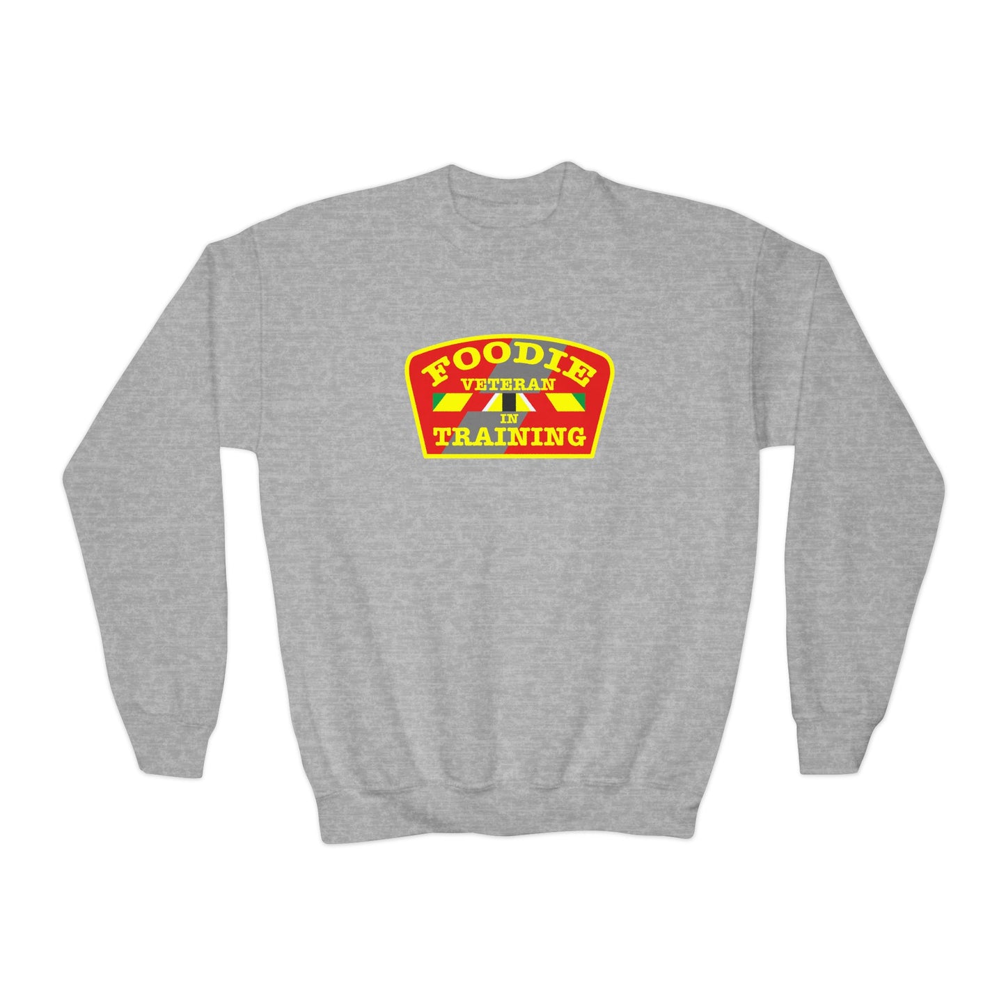L.O.E.F Foodie Veteran In Training Kids Sweatshirt (Yellow and Red)