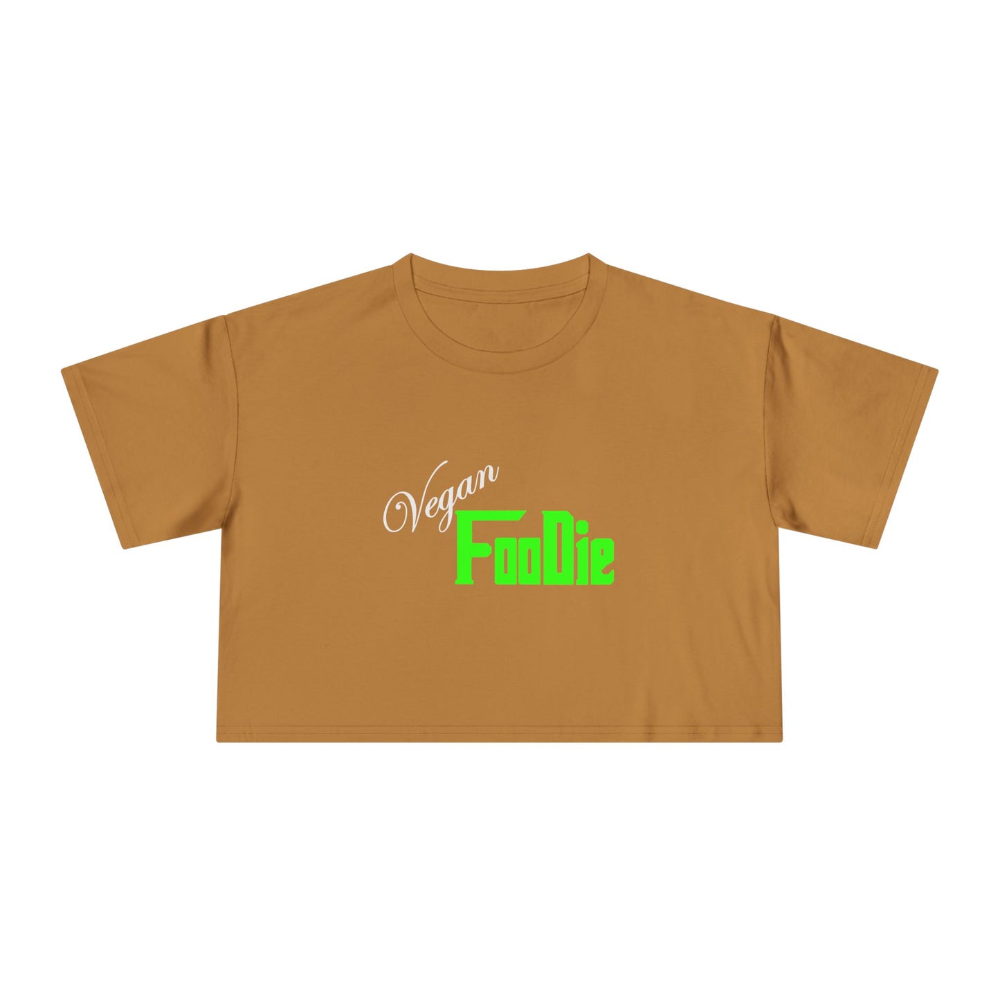 L.O.E.F Women Vegan Foodie Crop Tee (Neon Green)